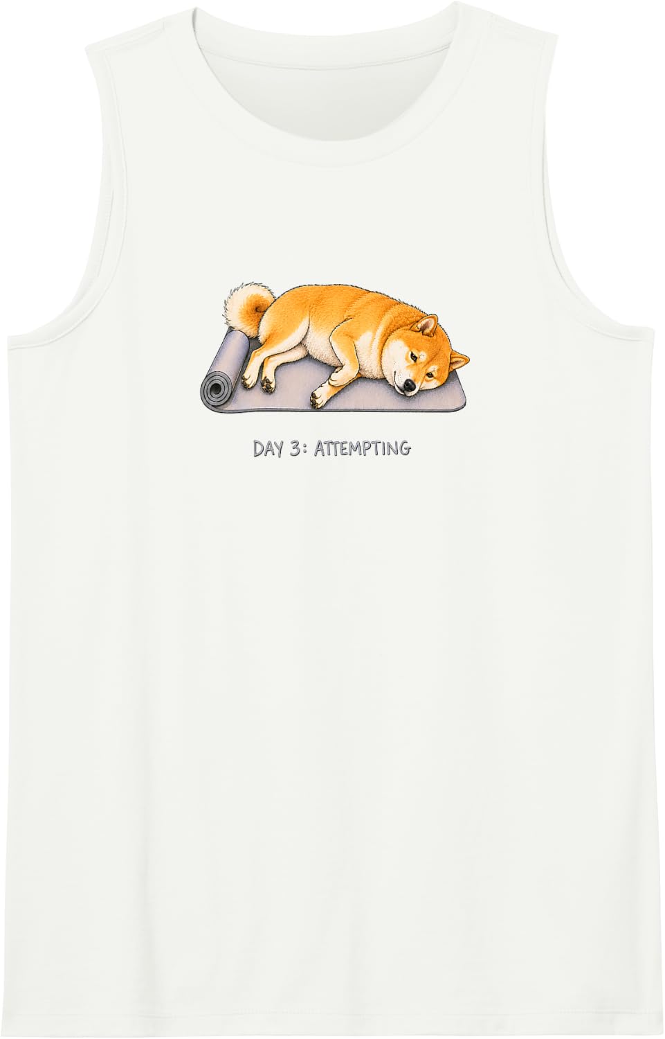 Shiba Inu Yoga Dog Day 3 Attempting Tank Top - White