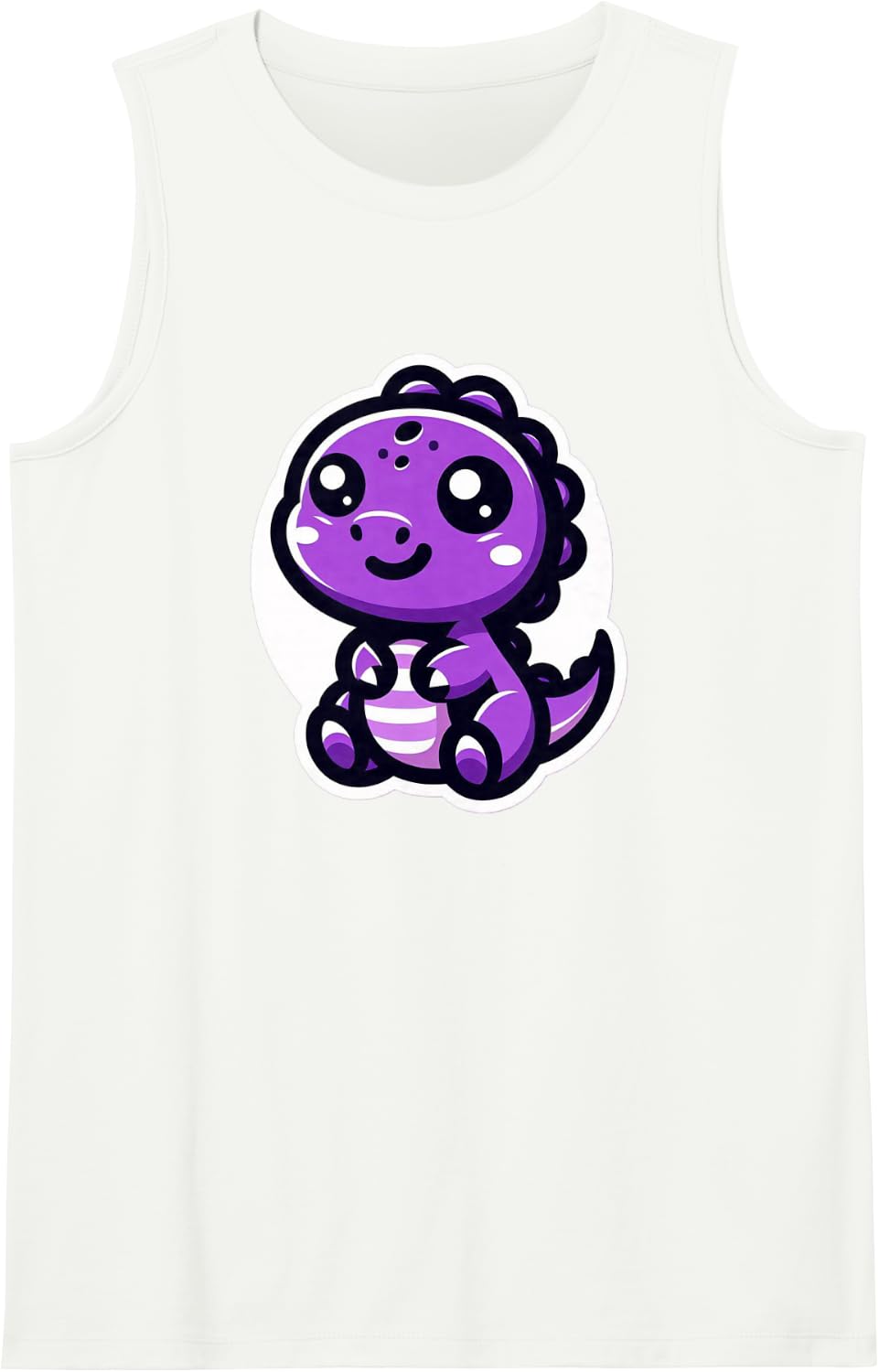 Women Cute Purple Dinosaur Graphic Logo Funny Dino Teen Kids Sleeveless Tank Top - White