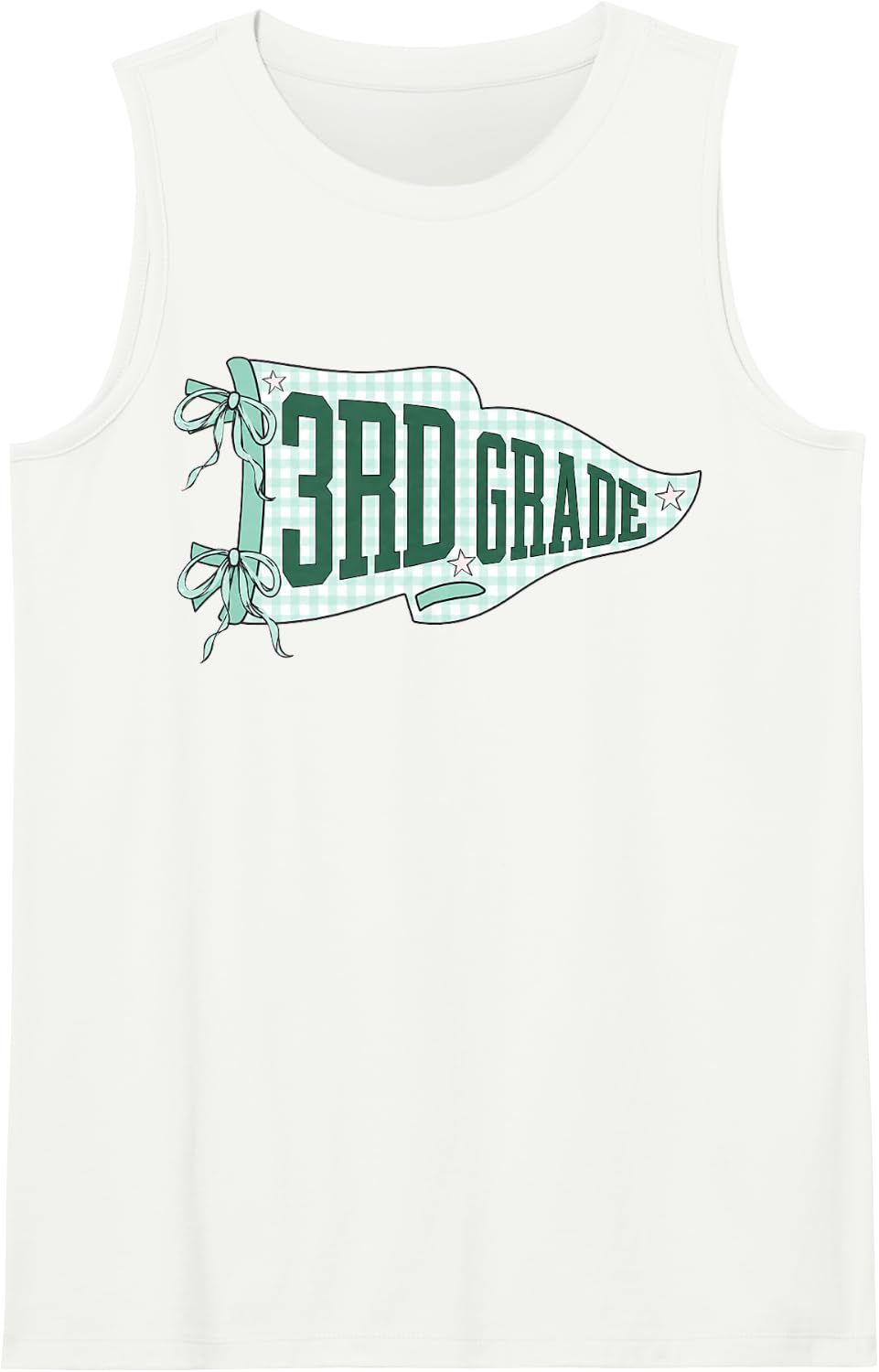 Coquette Pennant Back to School Third 3rd Grade Teacher Kids Sleeveless Tank Top - White