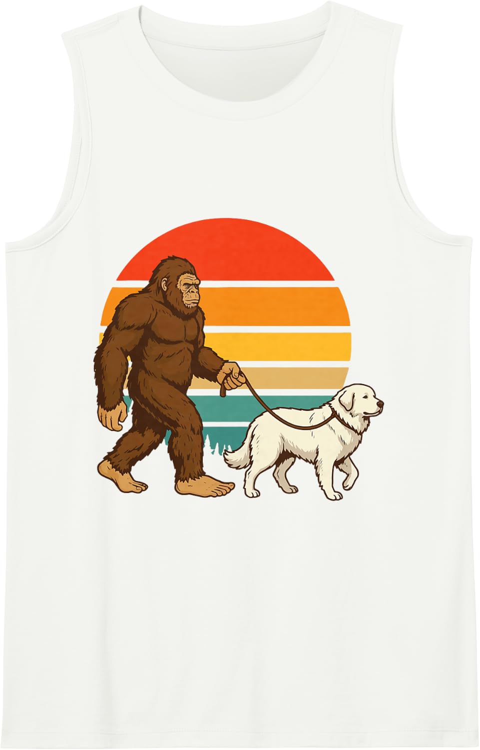 Bigfoot Great Pyrenees Retro Sleeveless Tank Top - White