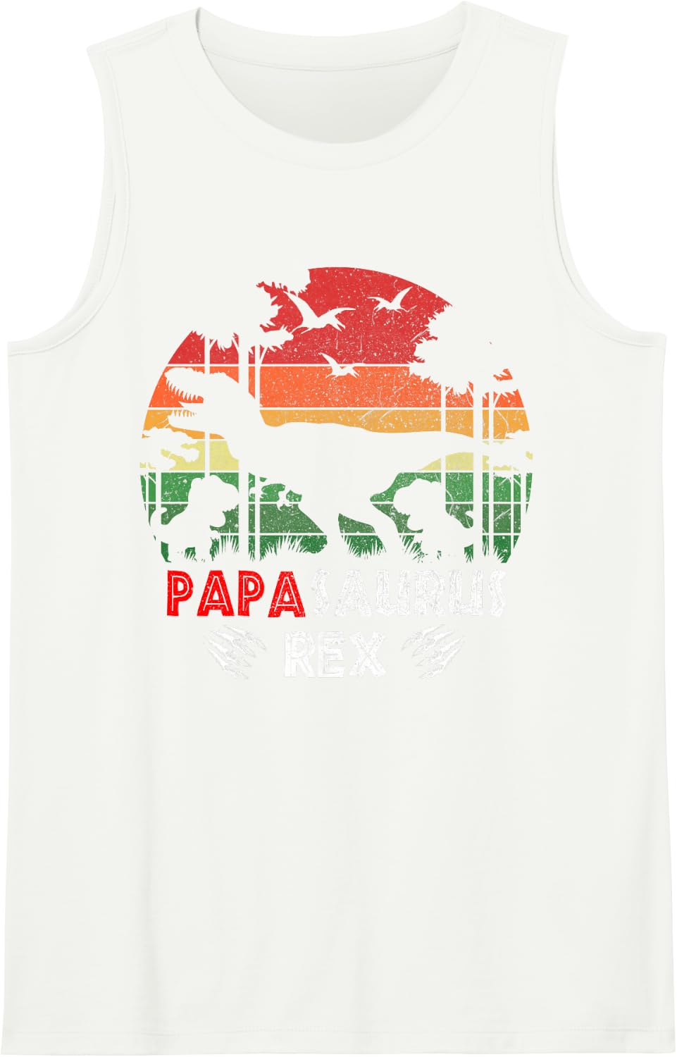 Fun Papasaurus Dinos Dinosaurs Lover Father's Day Dinosaurs Sleeveless Tank Top - White