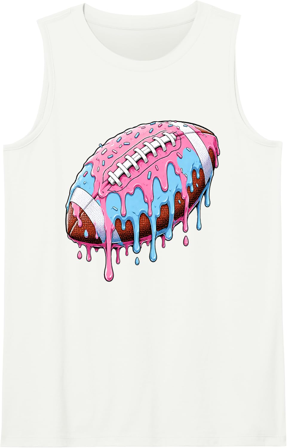 Football Game Day Drip Graphic Sleeveless Tank Top - White