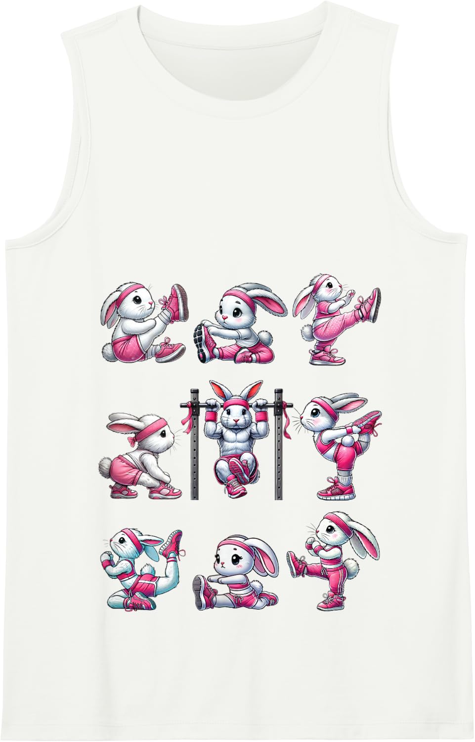 Easter Bunny Fitness Collection Gym Workout Training Tank Top - White