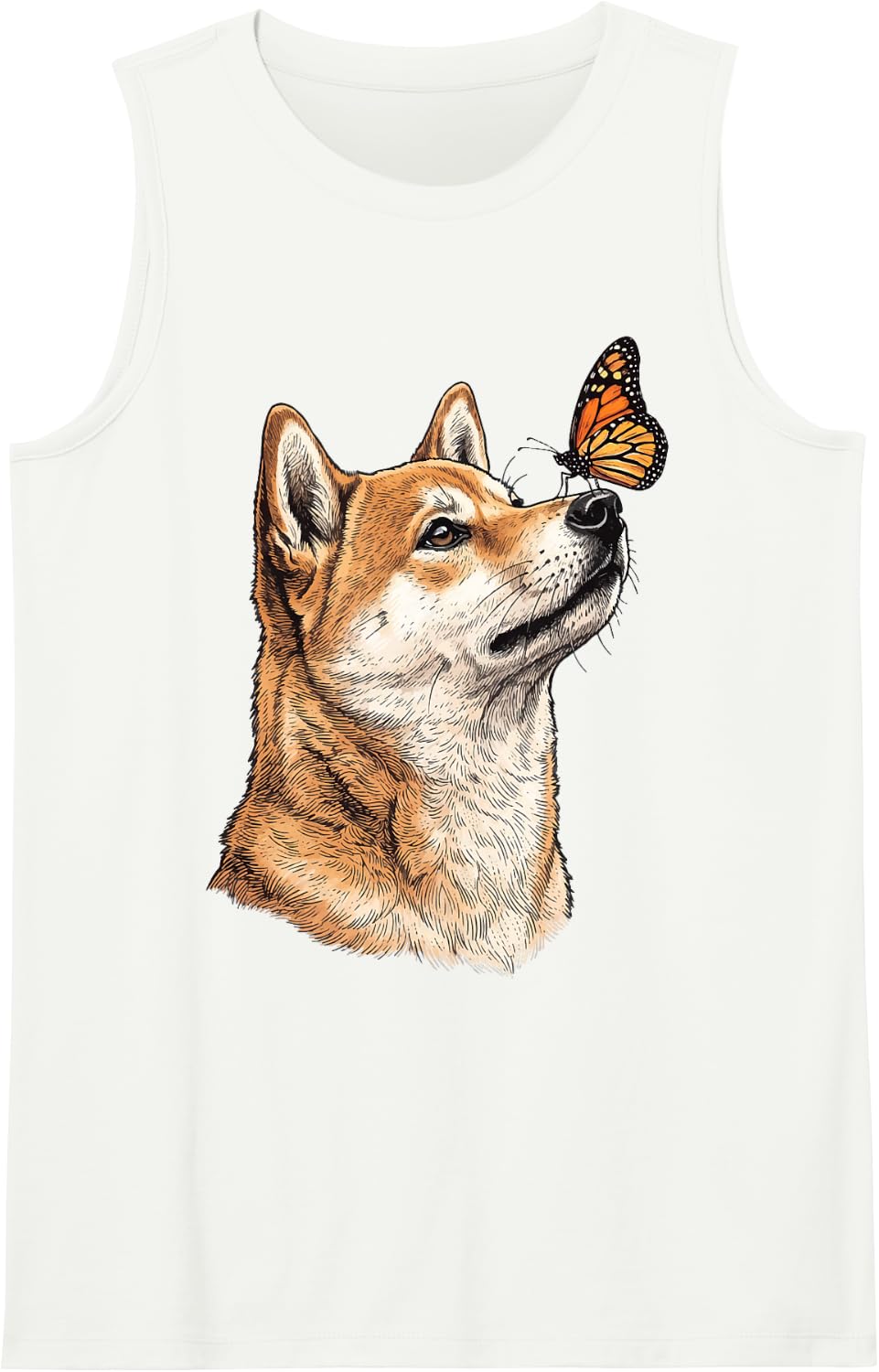 Shiba Inu Butterfly Sleeveless Tank Top - White