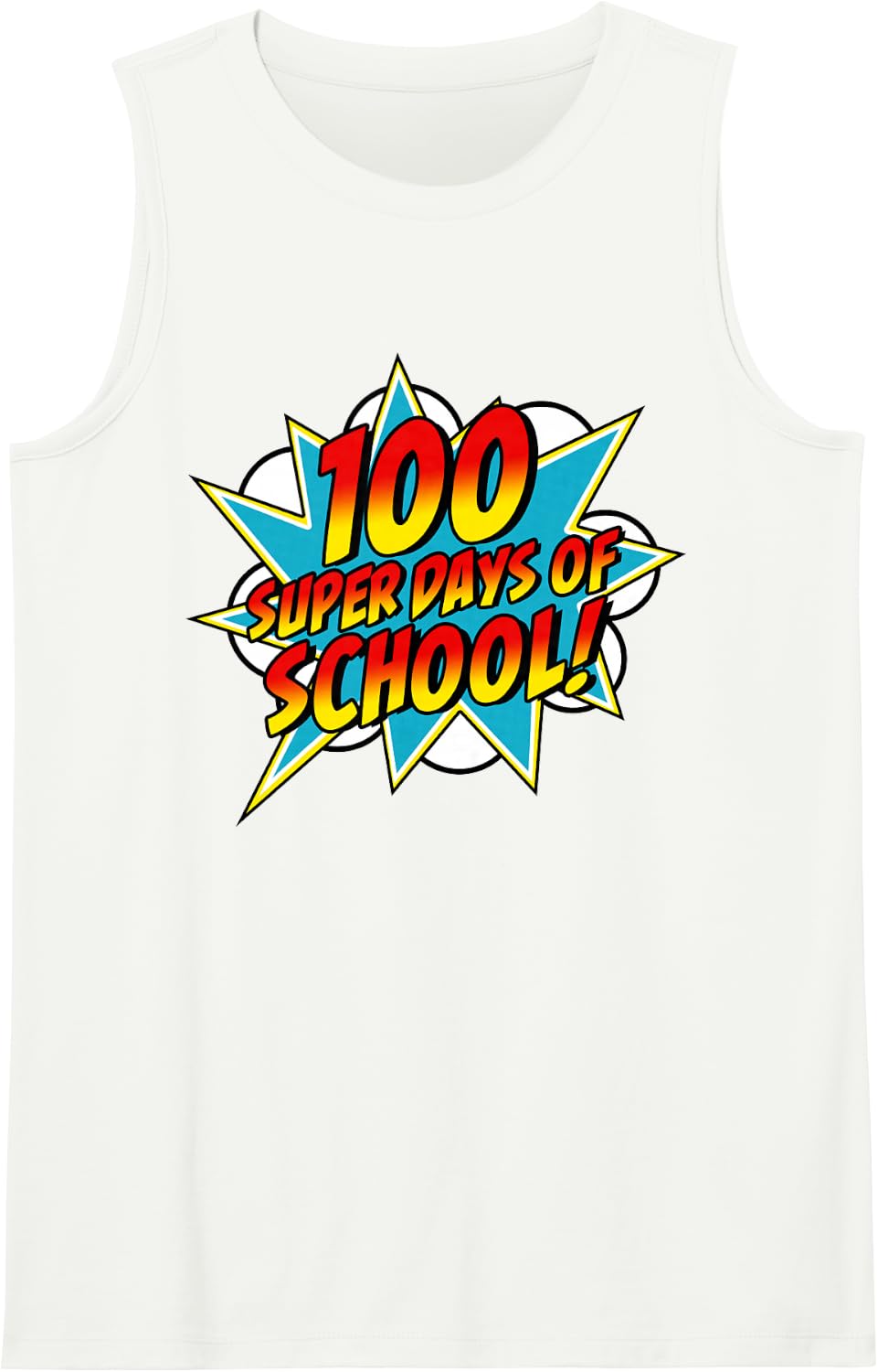 100 Days of School Happy 100th Superhero Teacher Sleeveless Tank Top - White