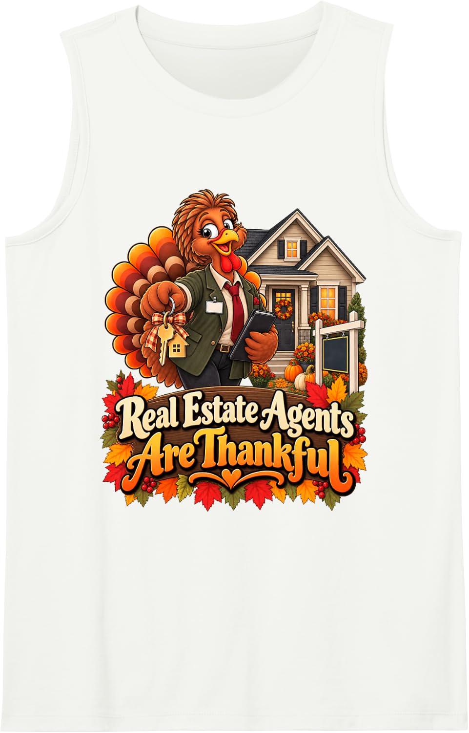 Real Estate Agents are Thankful Thanksgiving Sleeveless Tank Top - White