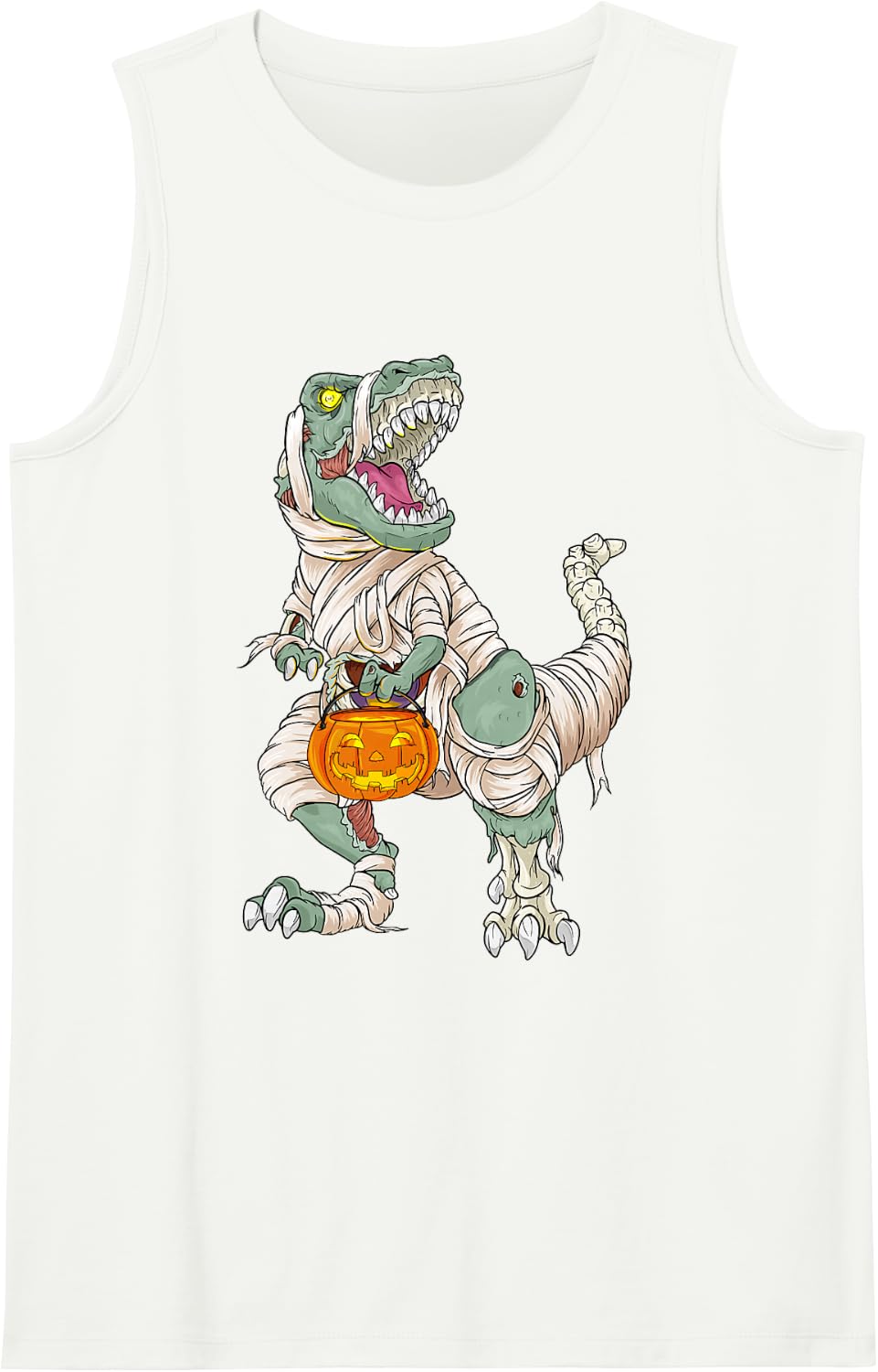 Halloween Dinosaur Spooky Season Prehistoric Creatures Sleeveless Tank Top - White