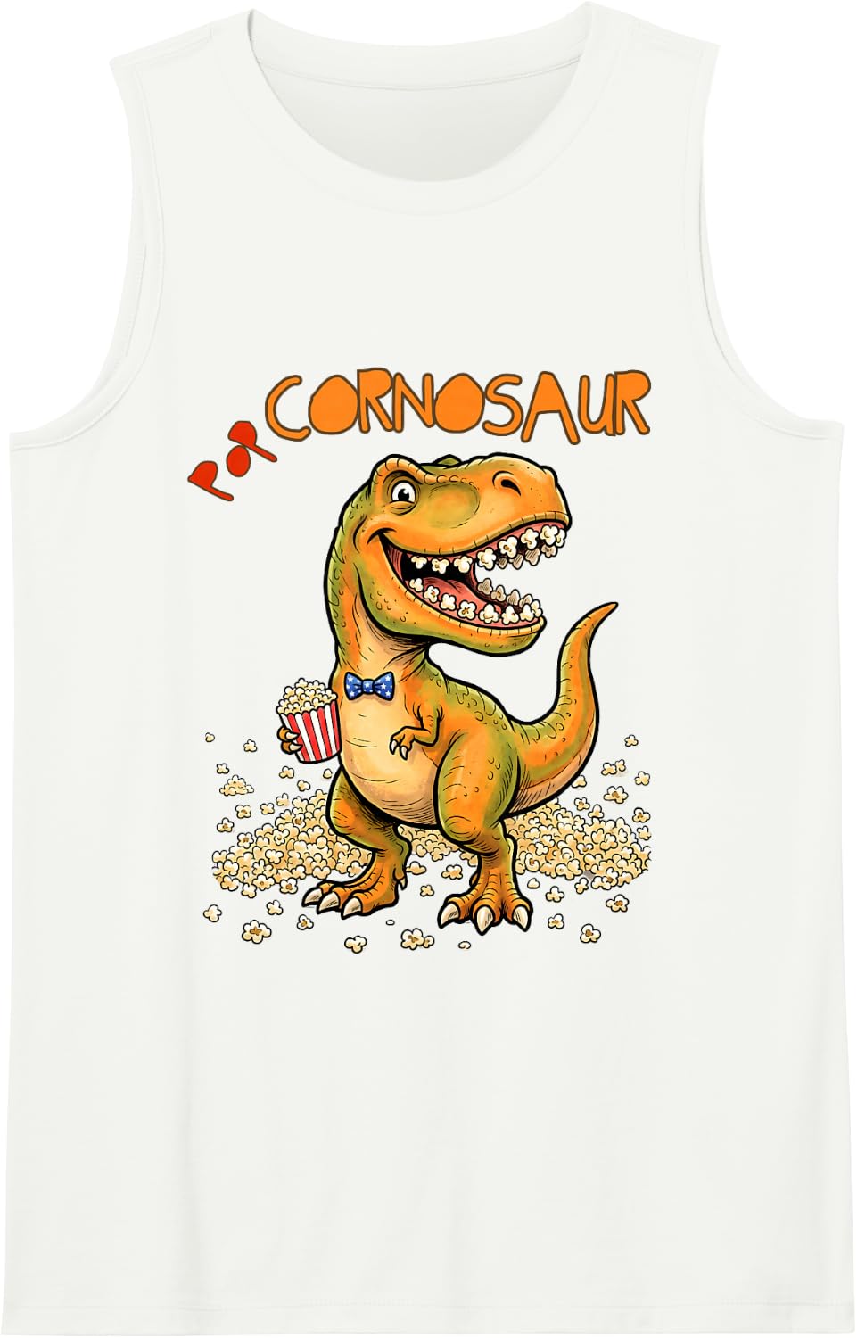 Dinosaur Popcorn Funny Sleeveless Tank Top - White