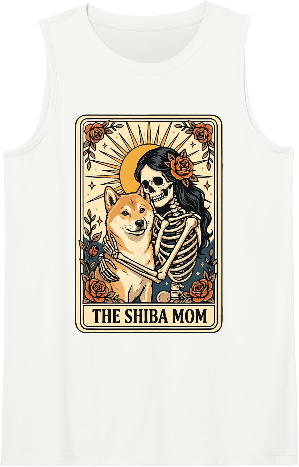 The Shiba Mom Tarot Card Sleeveless Tank Top - White