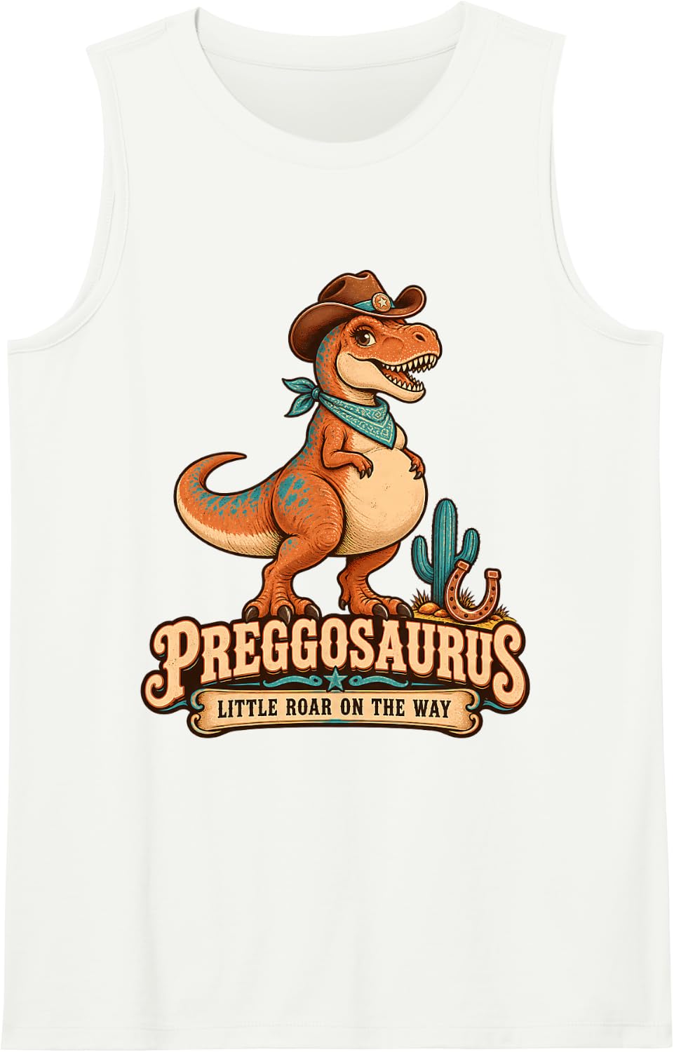Preggosaurus Little Roar On The Way Pregnant Mom to Be Sleeveless Tank Top - White