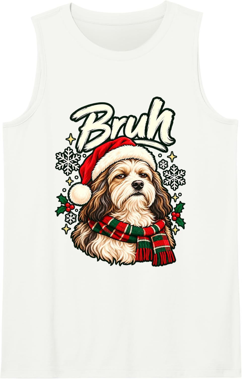 Bruh Havanese Grumpy Christmas Dog Sleeveless Tank Top - White