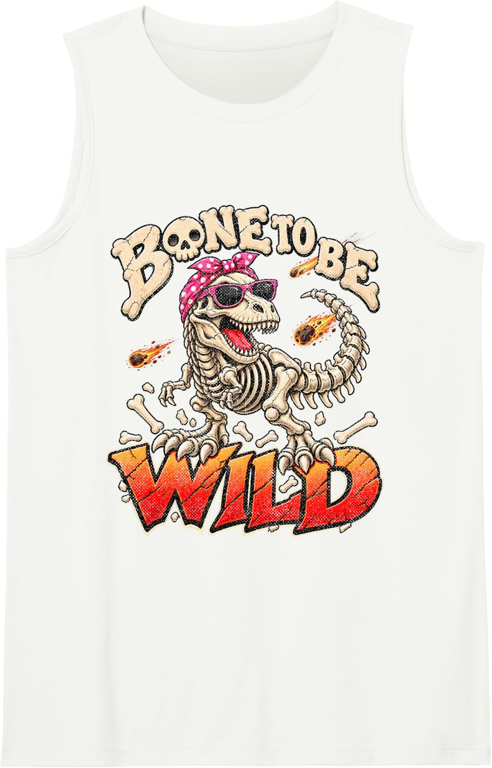 Funny T Rex Skeleton Bones Mom Daughter Girls Dinosaur Sleeveless Tank Top - White