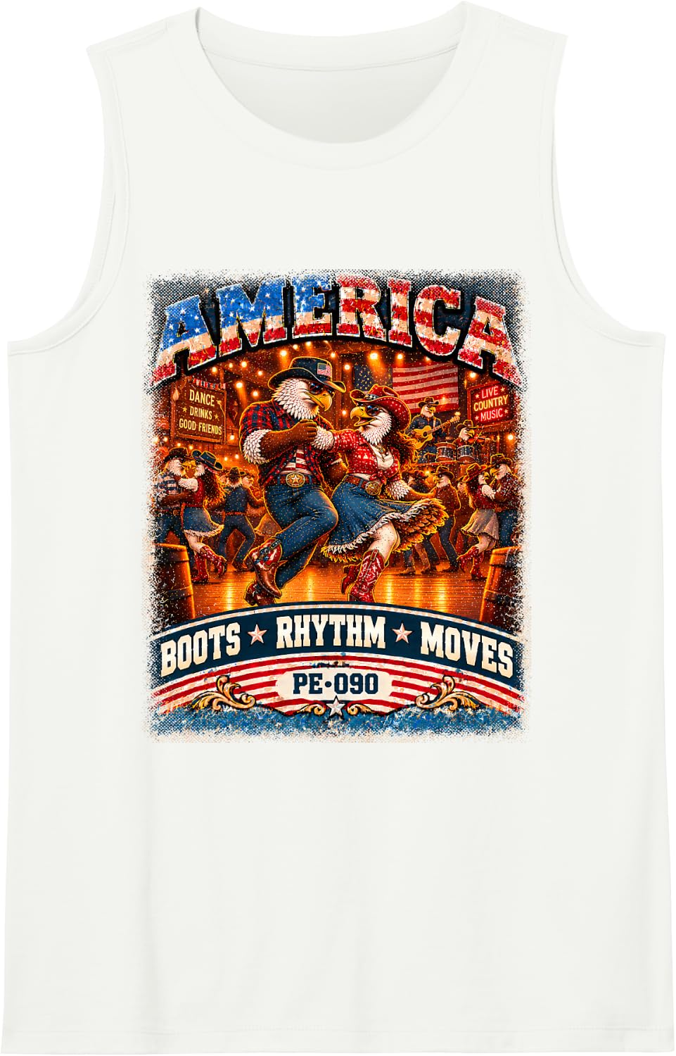 America | Boots Rhythm Moves | Cassic Eagle Dance Sleeveless Tank Top - White