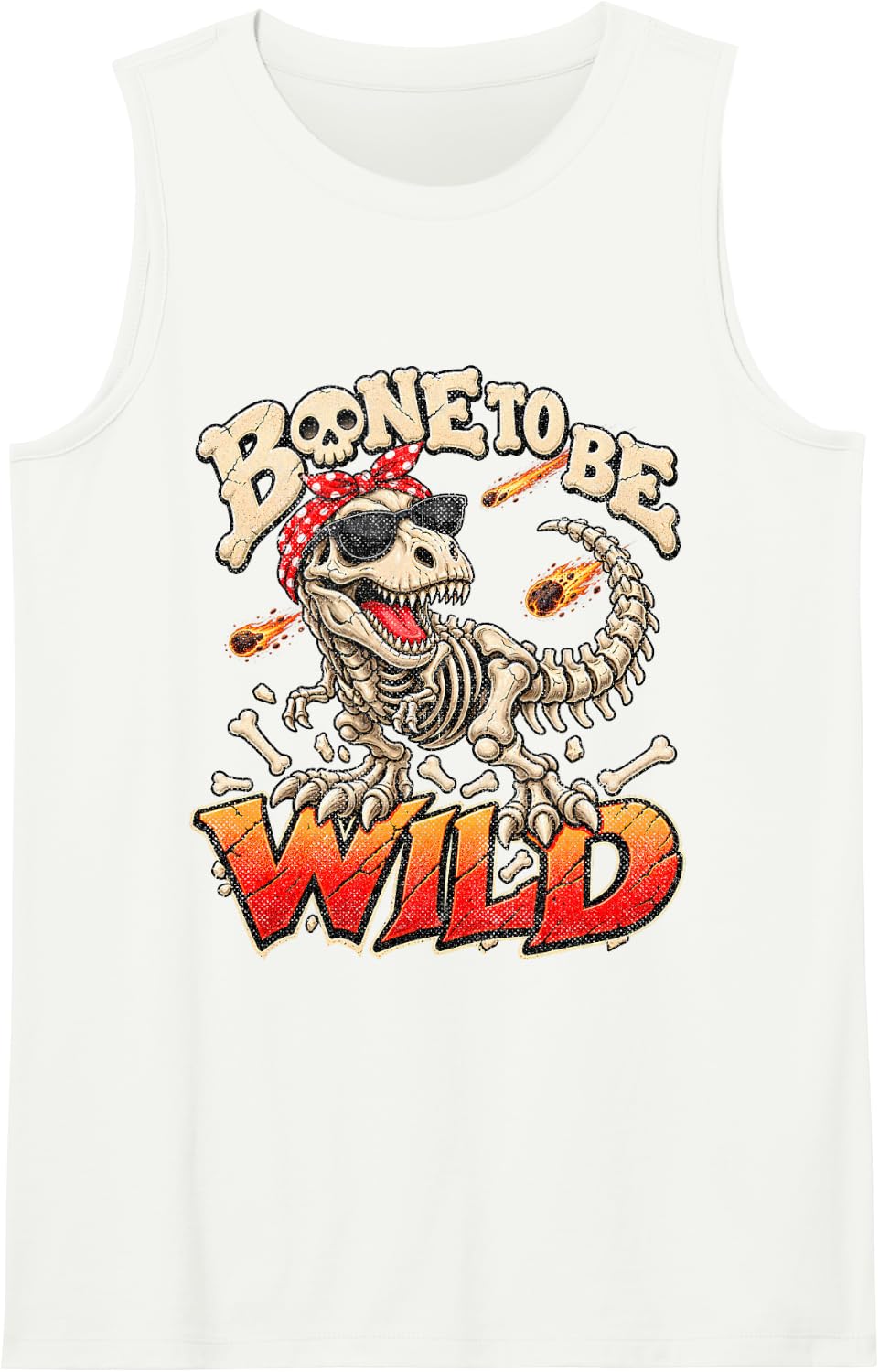 Funny T Rex Skeleton Dinosaur Bones Girls Mom Women Sleeveless Tank Top - White