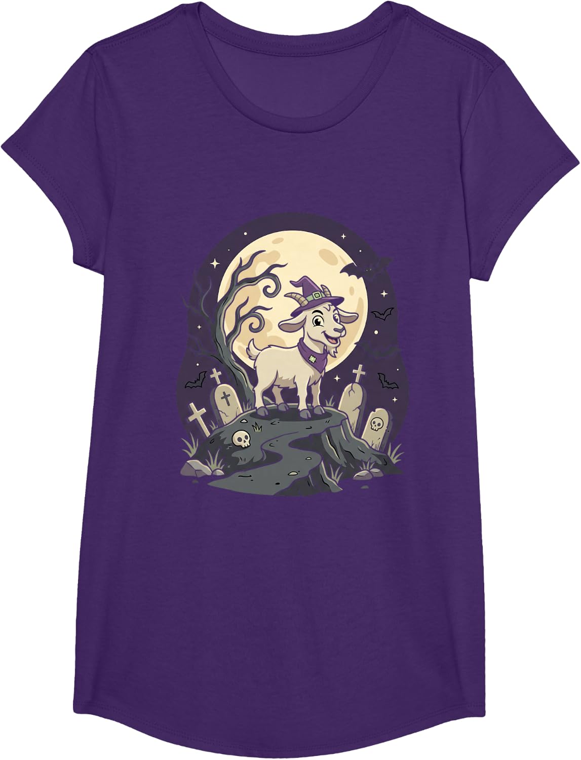 Cute Goat Halloween Costume T-Shirt - Girls Purple