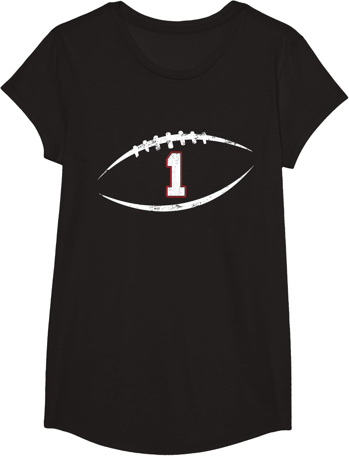 1 Number Vintage Football Player 1 Lucky Number Birthday T-Shirt - Girls Black