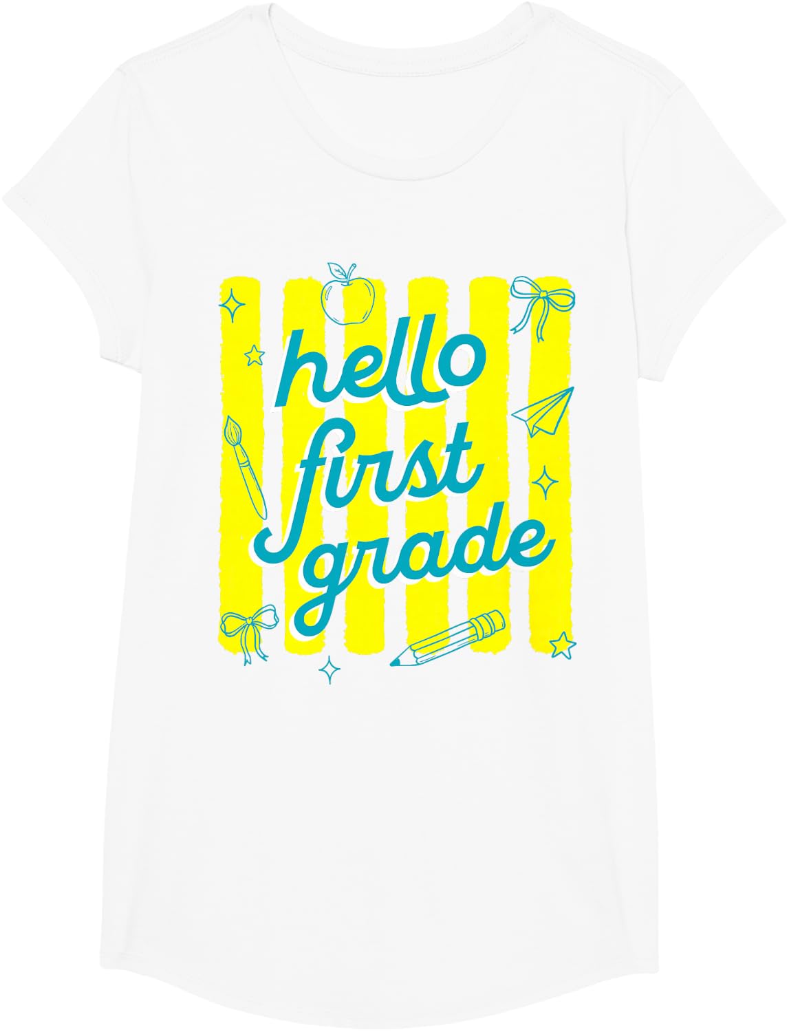 First Day of 1st Grade Hello First Grade Teachers Womens T-Shirt - Girls White