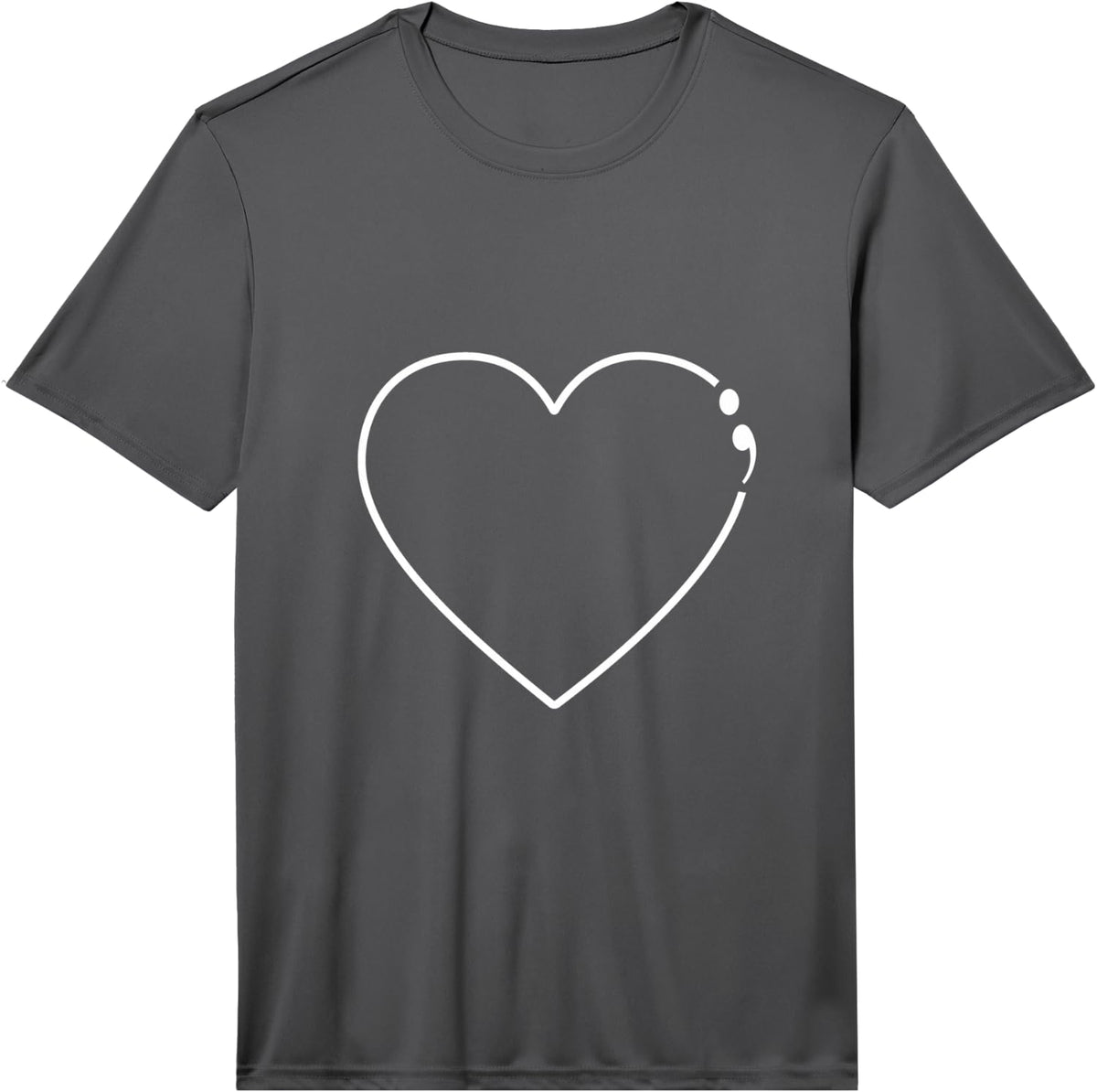 Heart Semicolon Mental Health Awareness Performance T-Shirt - Asphalt Grey