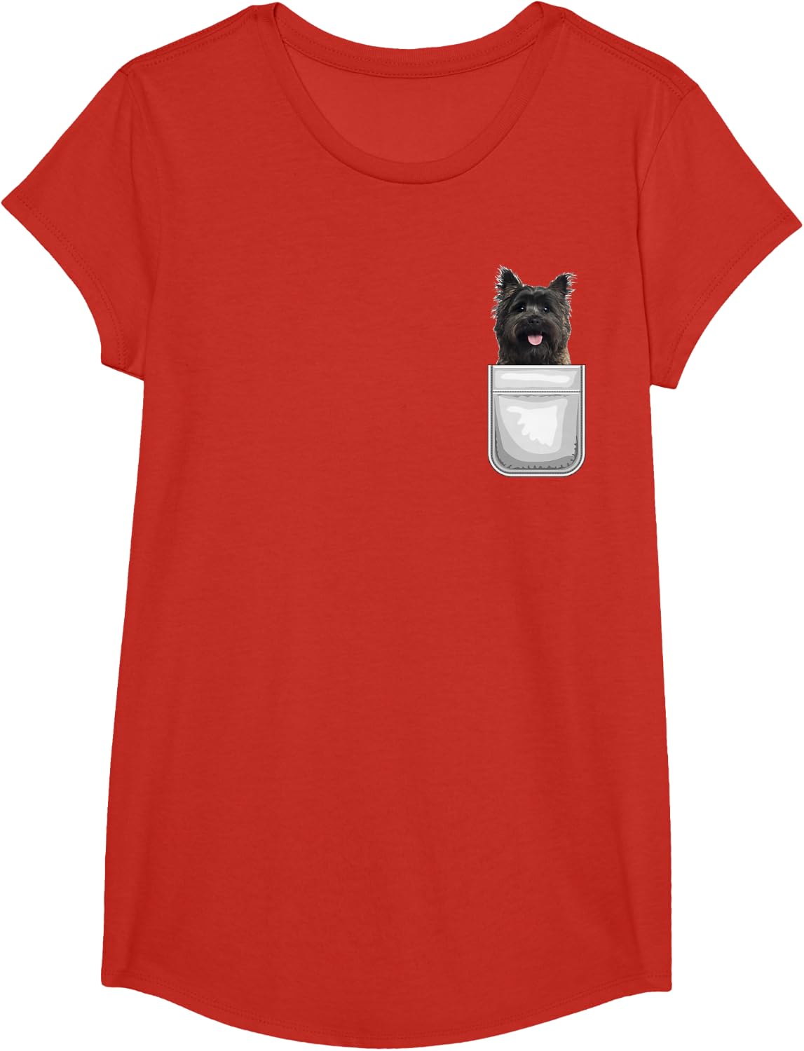 Cairn Terrier Puppy Dog in Your Pocket T-Shirt - Girls Red