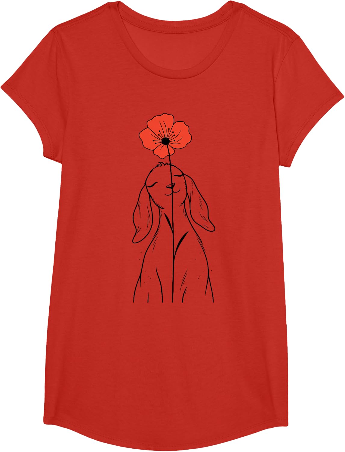 Cute Goat Flower T-Shirt - Girls Red