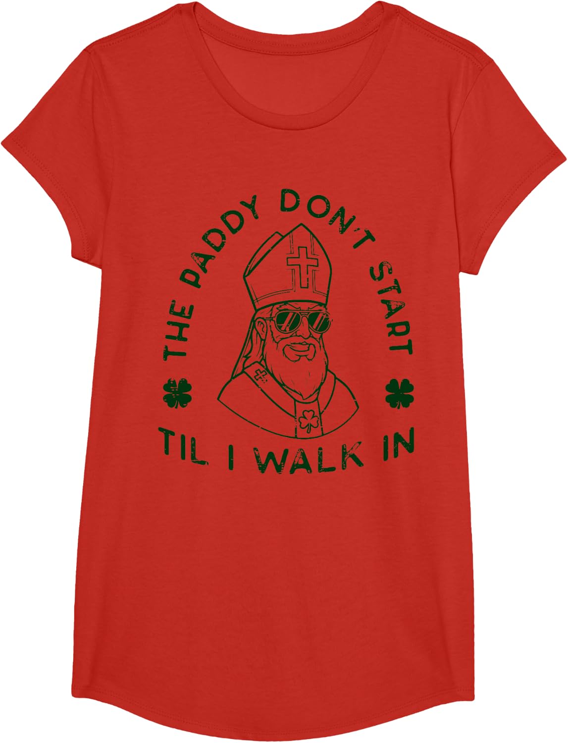 St Patrick Paddy Dont Start Til I Walk in Men Women Kids T-Shirt - Girls Red
