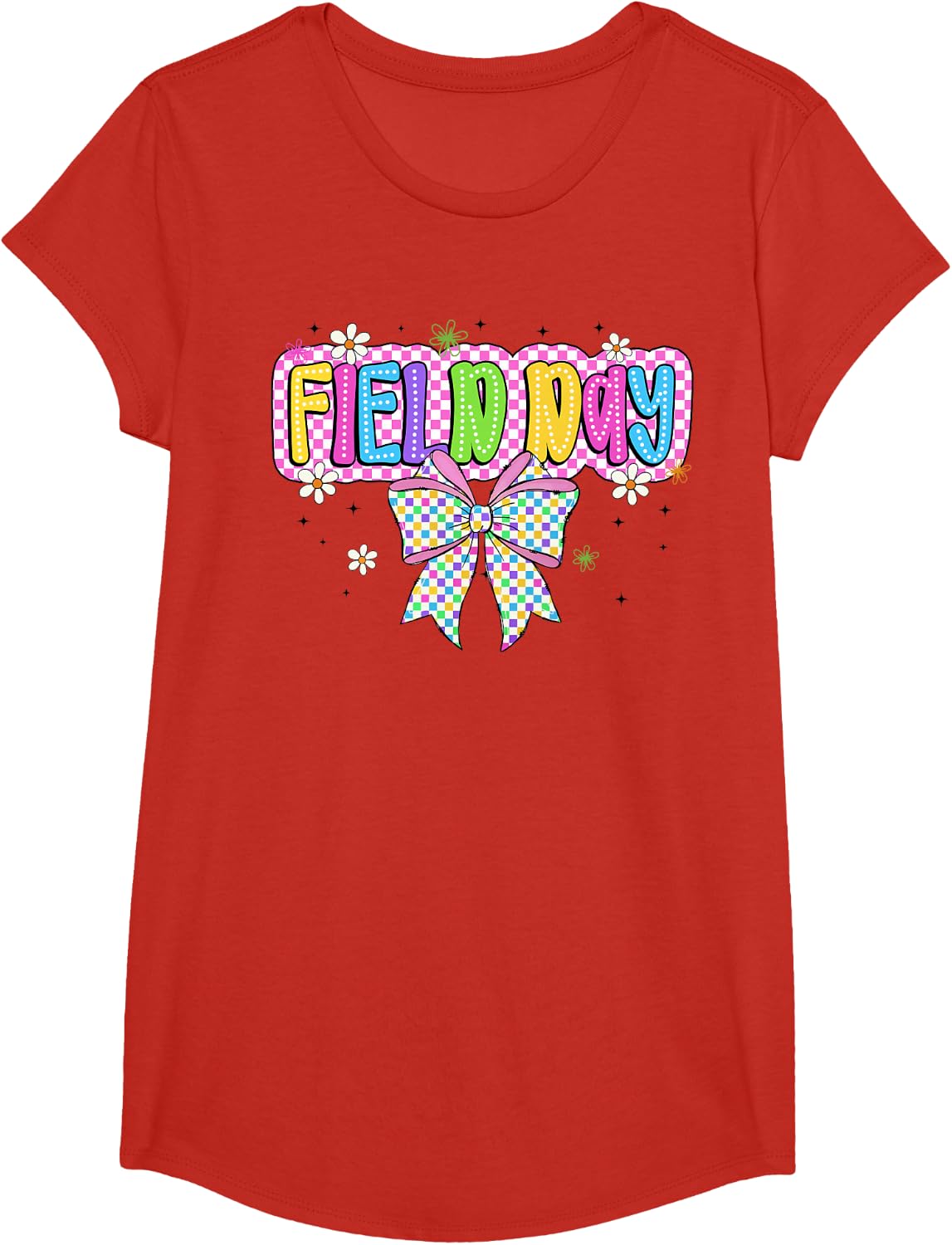 Coquette Bow Field Day Let The Games Begin Field Trip Funny T-Shirt - Girls Red