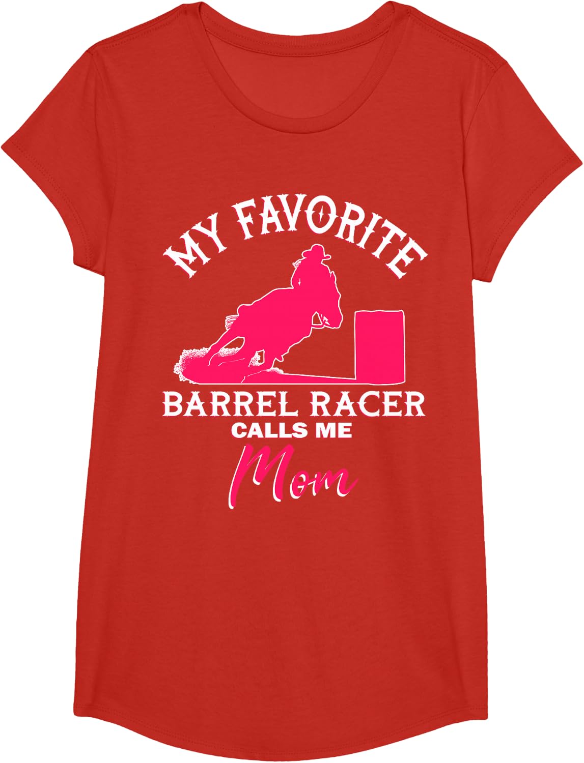 Horse Barrel Racing Proud Mom Rodeo T-Shirt - Girls Red