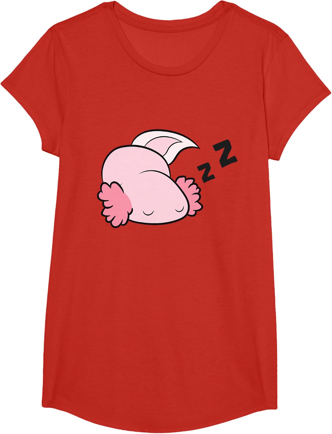 Axolotl Mexican Salamander Pajamas Lazy Axolotl T-Shirt - Girls Red