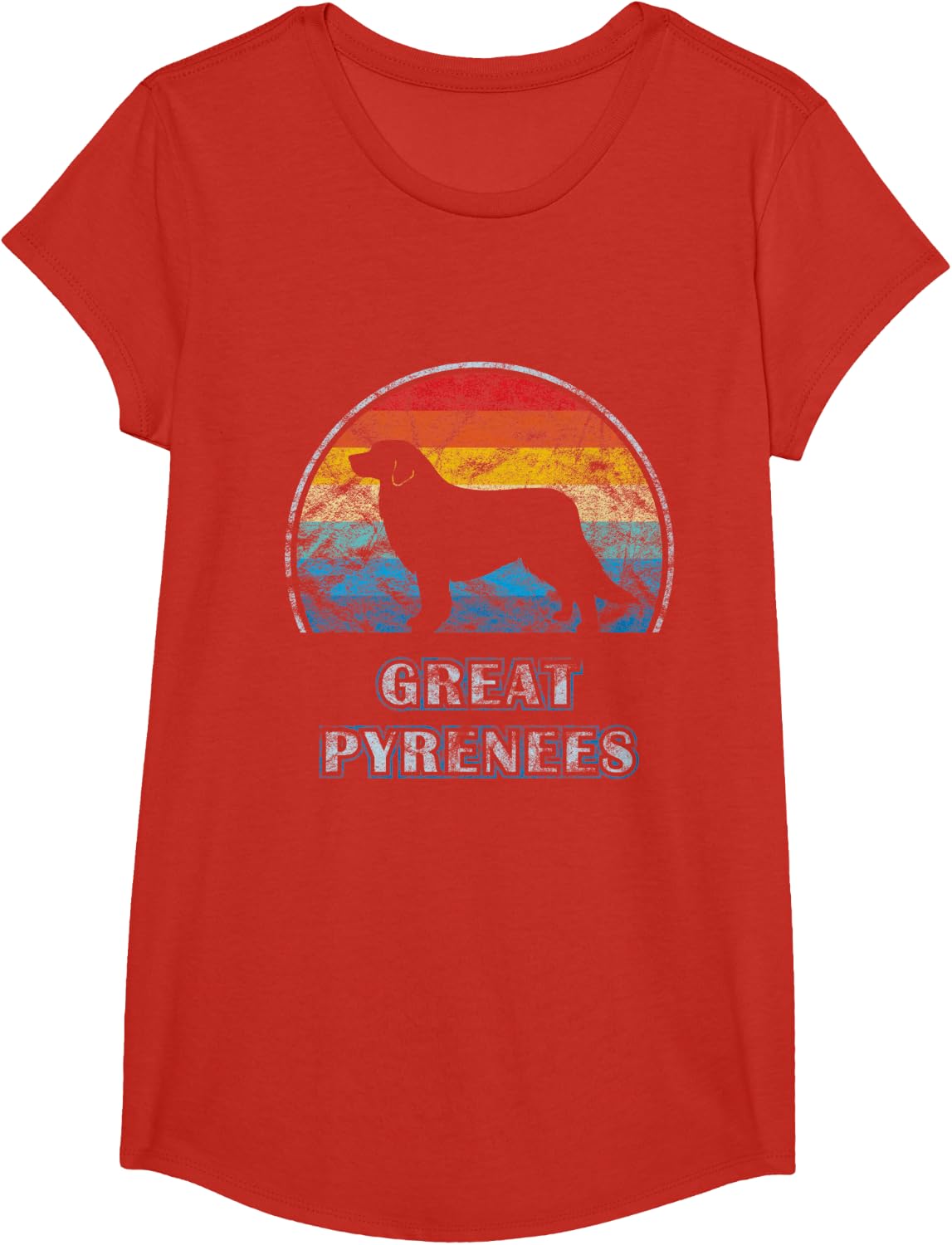 Great Pyrenees Vintage Design Dog T-Shirt - Girls Red