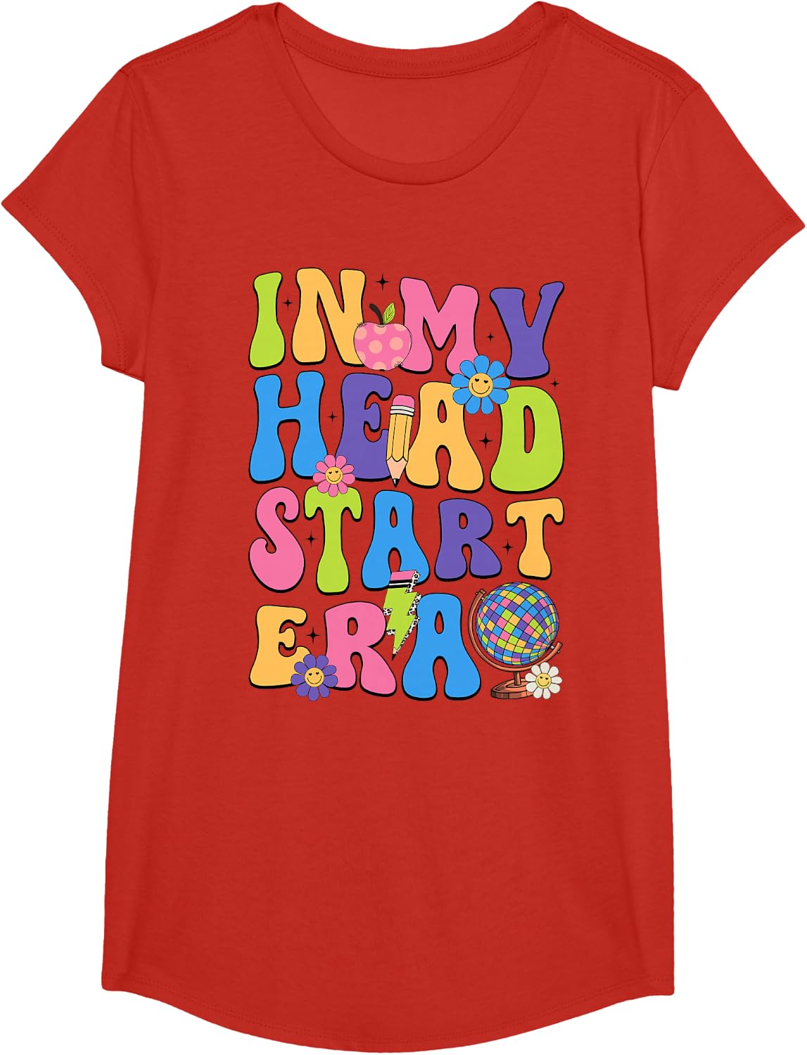 Groovy In My Head Start Era Headstart First Day Of School T-Shirt - Girls Red