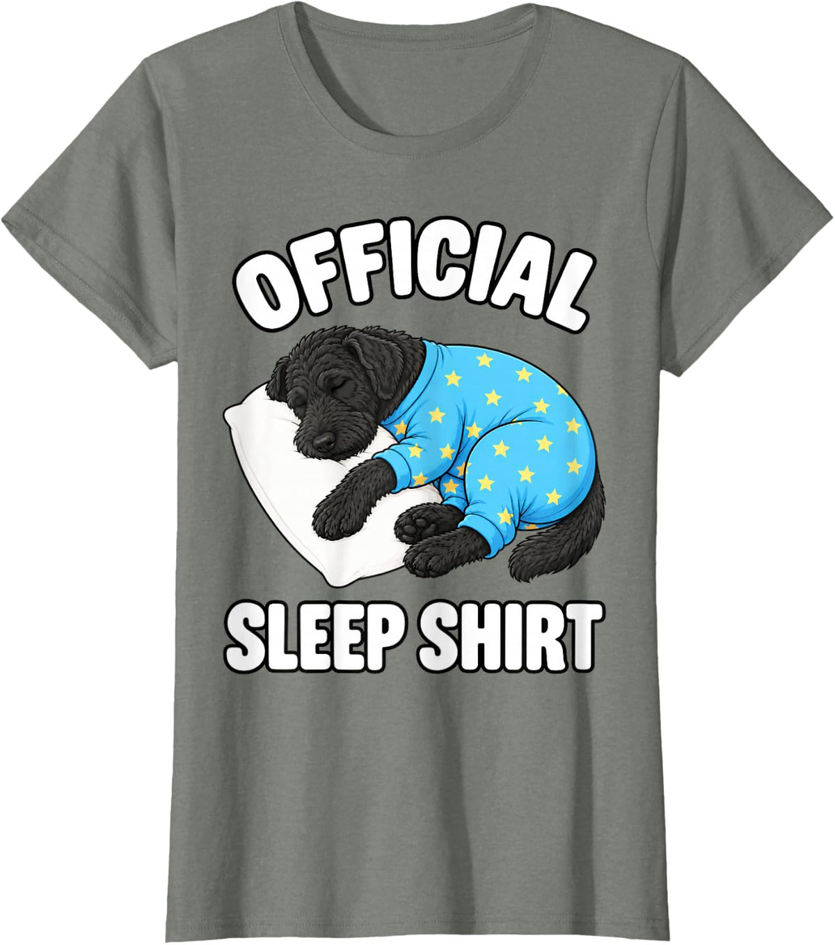 Labradoodle Sleeping in Pajamas Official Sleepshirt Cute T-Shirt - Olive Heather