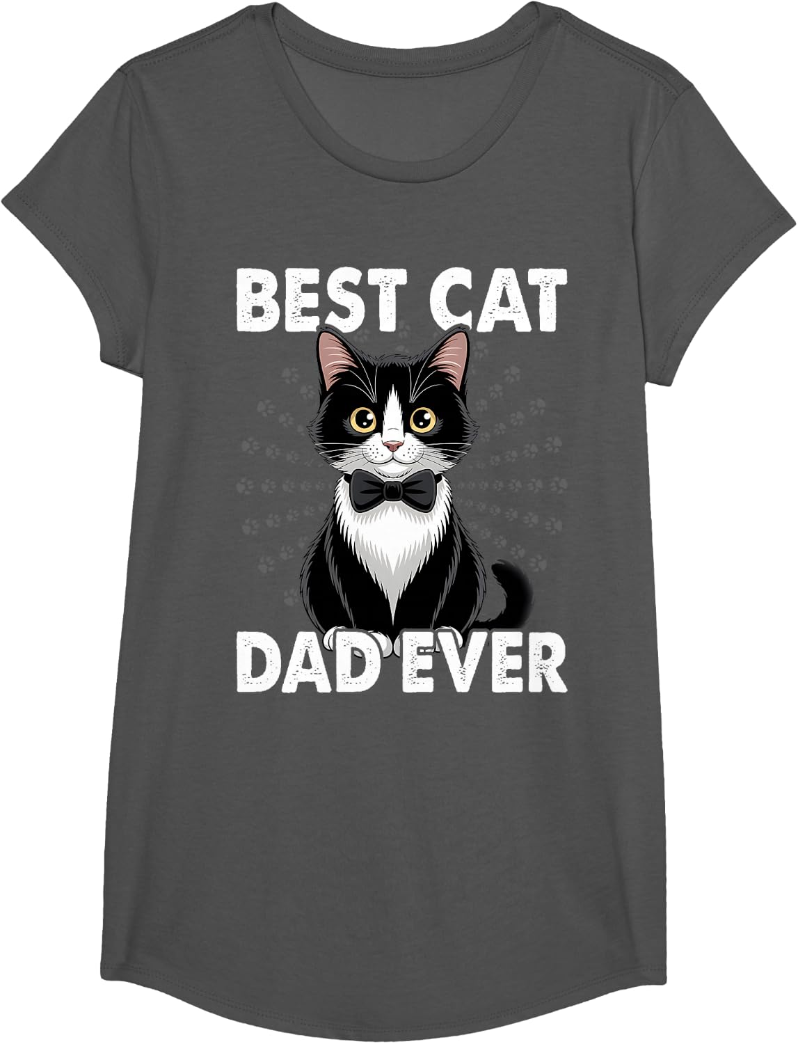 Funny Tuxedo Cat Daddy Father Best Dad Ever T-Shirt - Girls Asphalt Grey