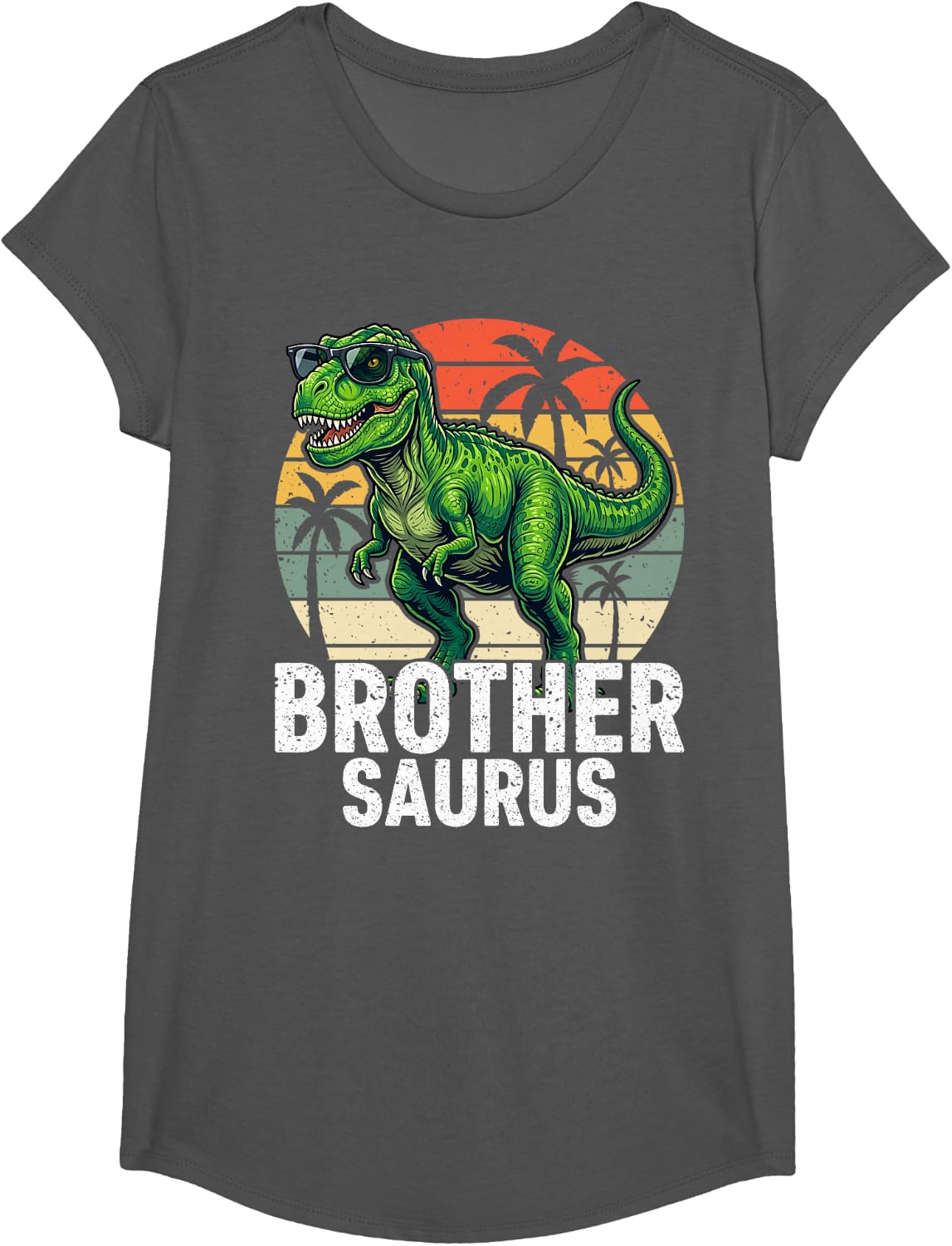 Brothersaurus T Rex Dinosaur Brother Saurus Family Matching T-Shirt - Girls Asphalt Grey