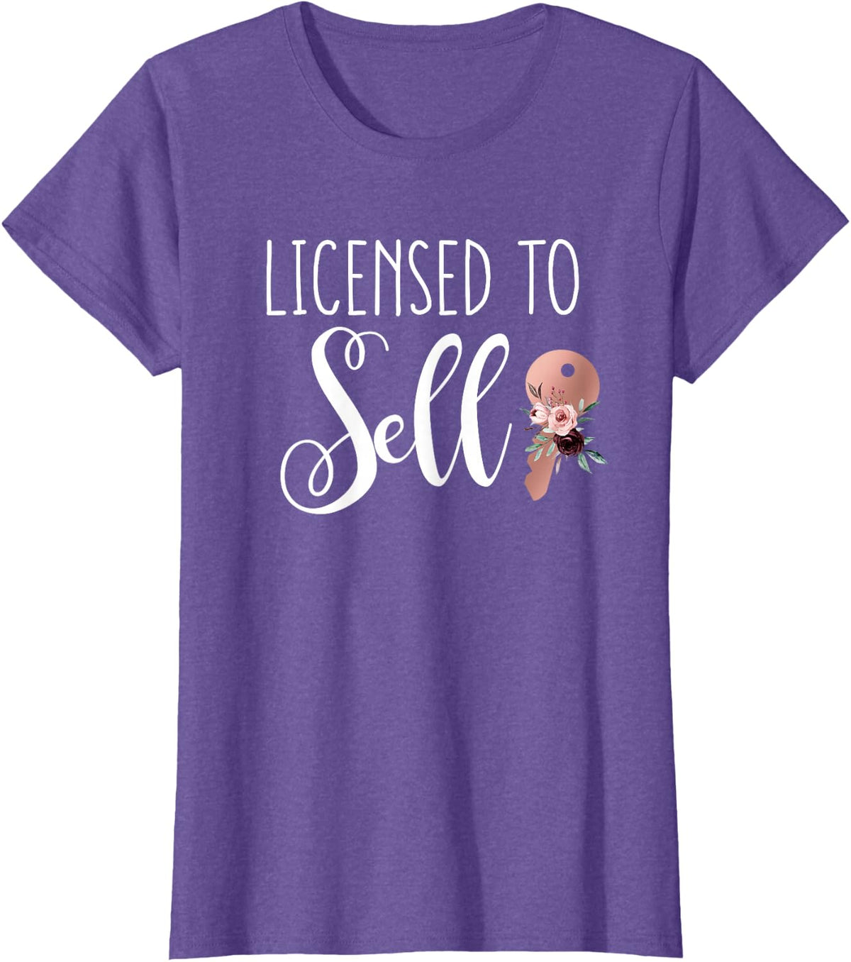 Licensed to Sell Floral Key for New Real Estate Agent Women T-Shirt - Purple Heather