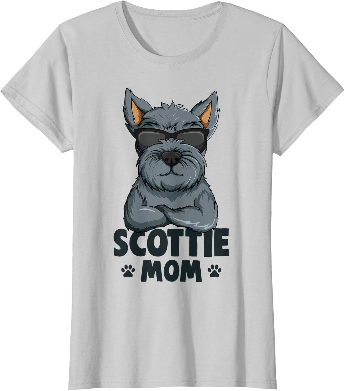 Scottish Terrier Scottie Mom Dog T-Shirt - Silver Grey