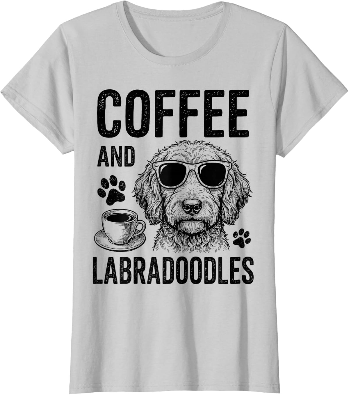 Coffee and Labradoodles Funny Labradoodle T-Shirt - Silver Grey