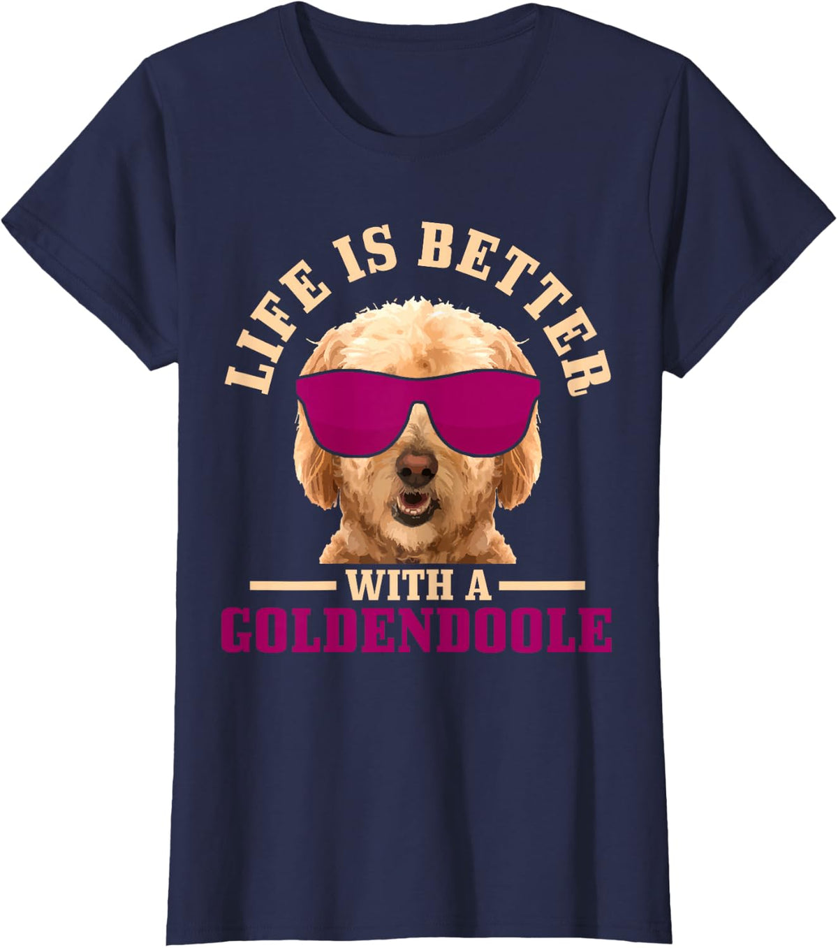 Golden Doodle Dog Life is Better with A Goldendoodle Mom T-Shirt - Navy Blue