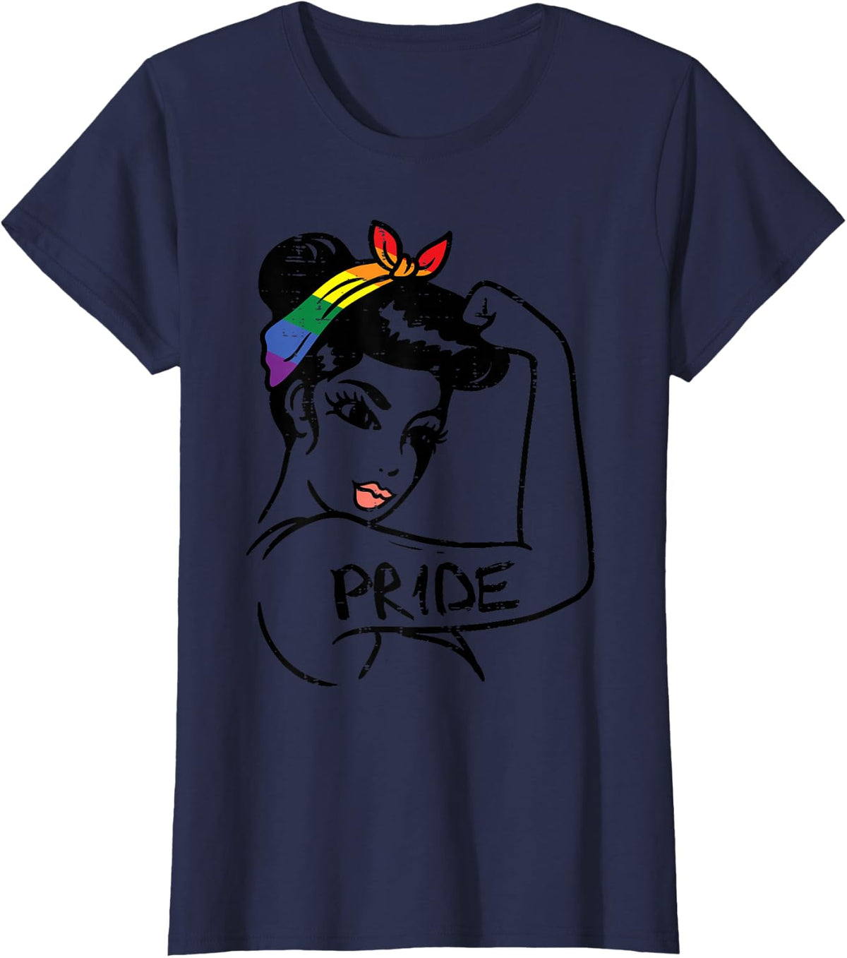 Unbreakable Strong Woman Rainbow Gay Pride LGBT Women Gift T-Shirt - Navy Blue