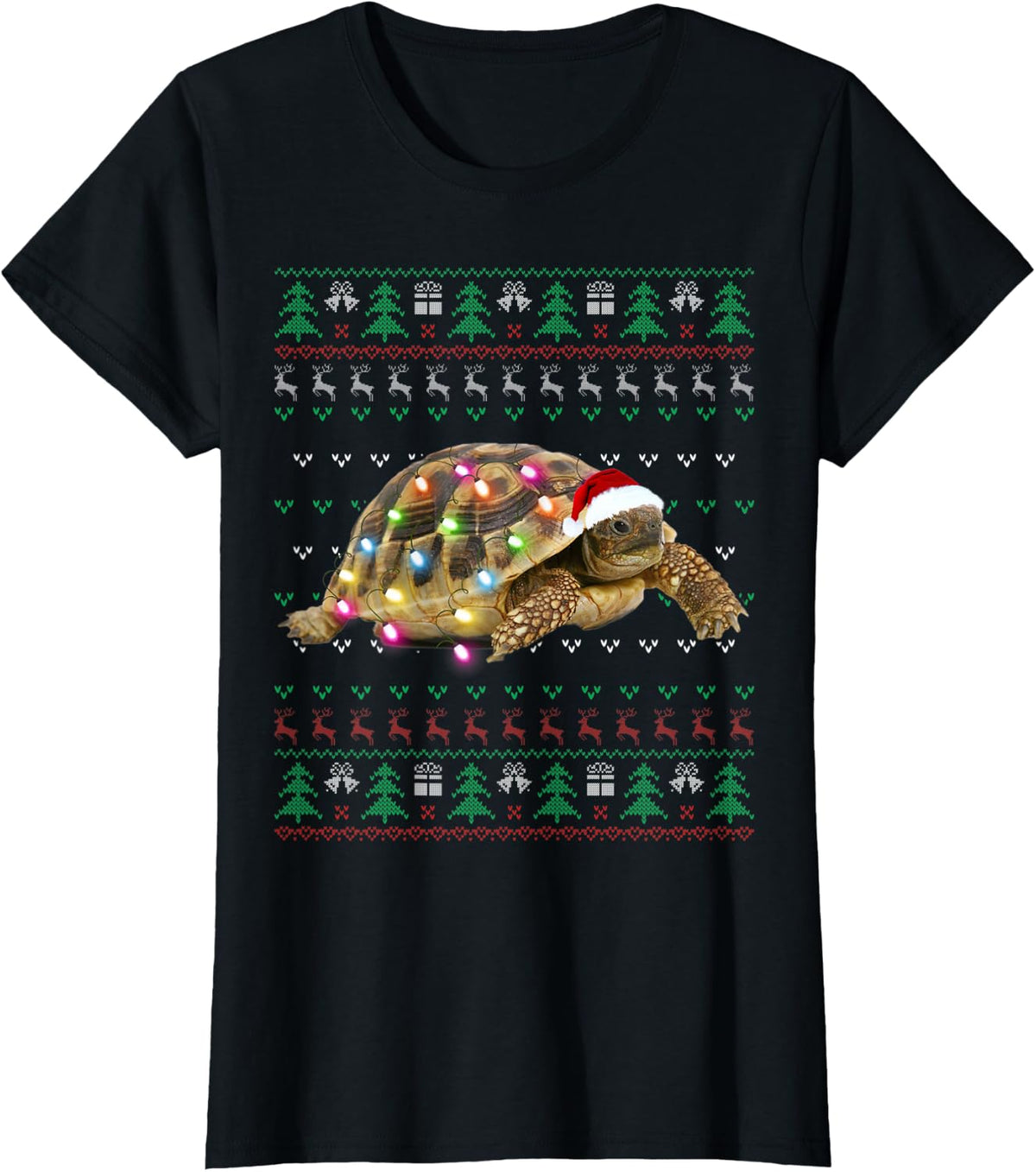 African Sulcata Tortoise Ugly Christmas Sweater T-Shirt T-Shirt - Black