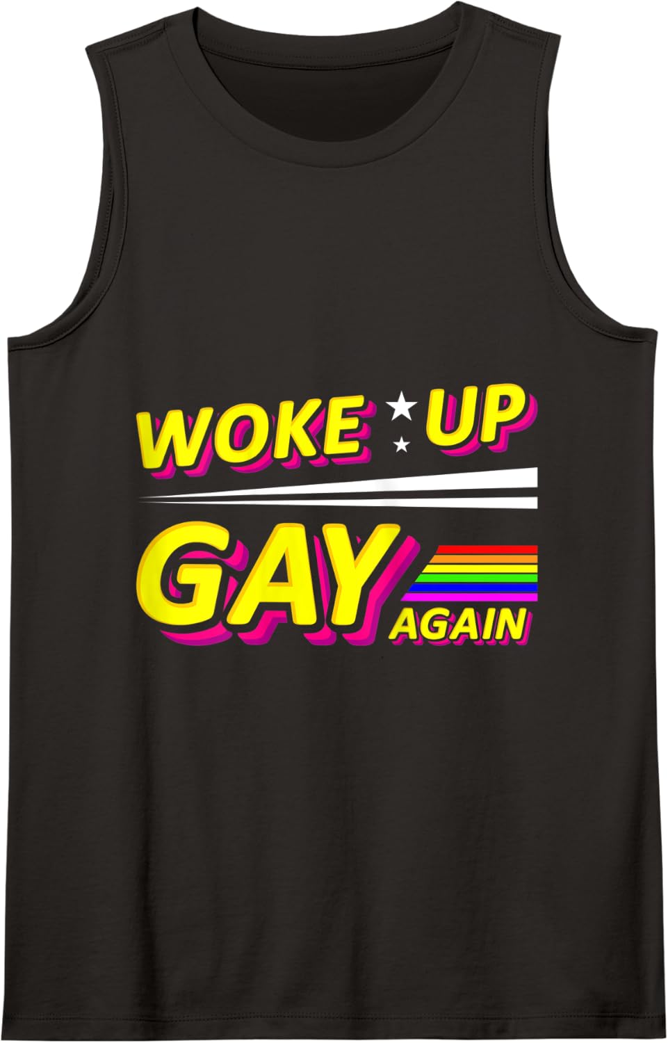 Woke Up Gay Again Pride Month Heart Colorful Lesbian LGBTQA Tank Top - Black