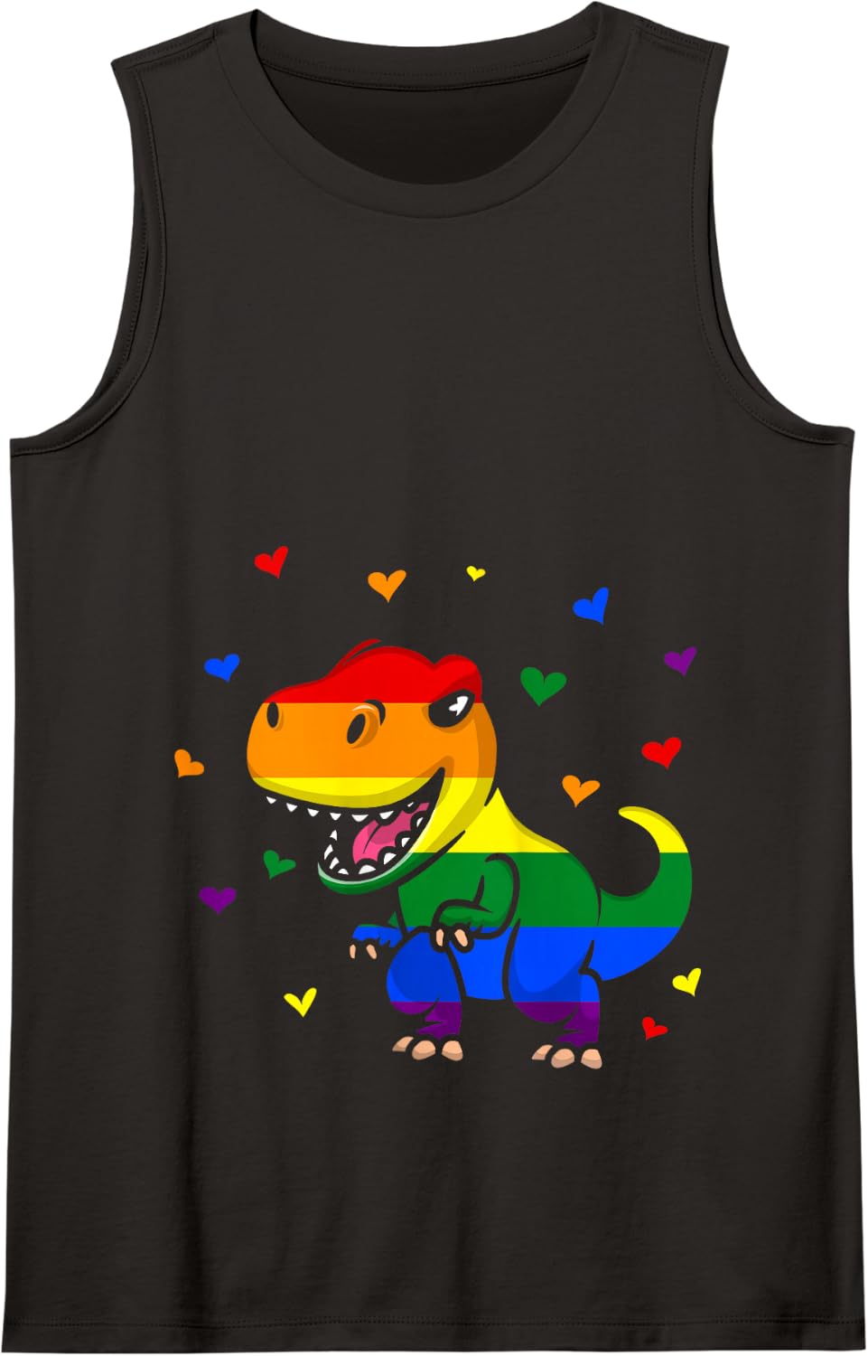 LGBT Pride Flag Funny Dinosaur Pride Rainbow Tank Top - Black