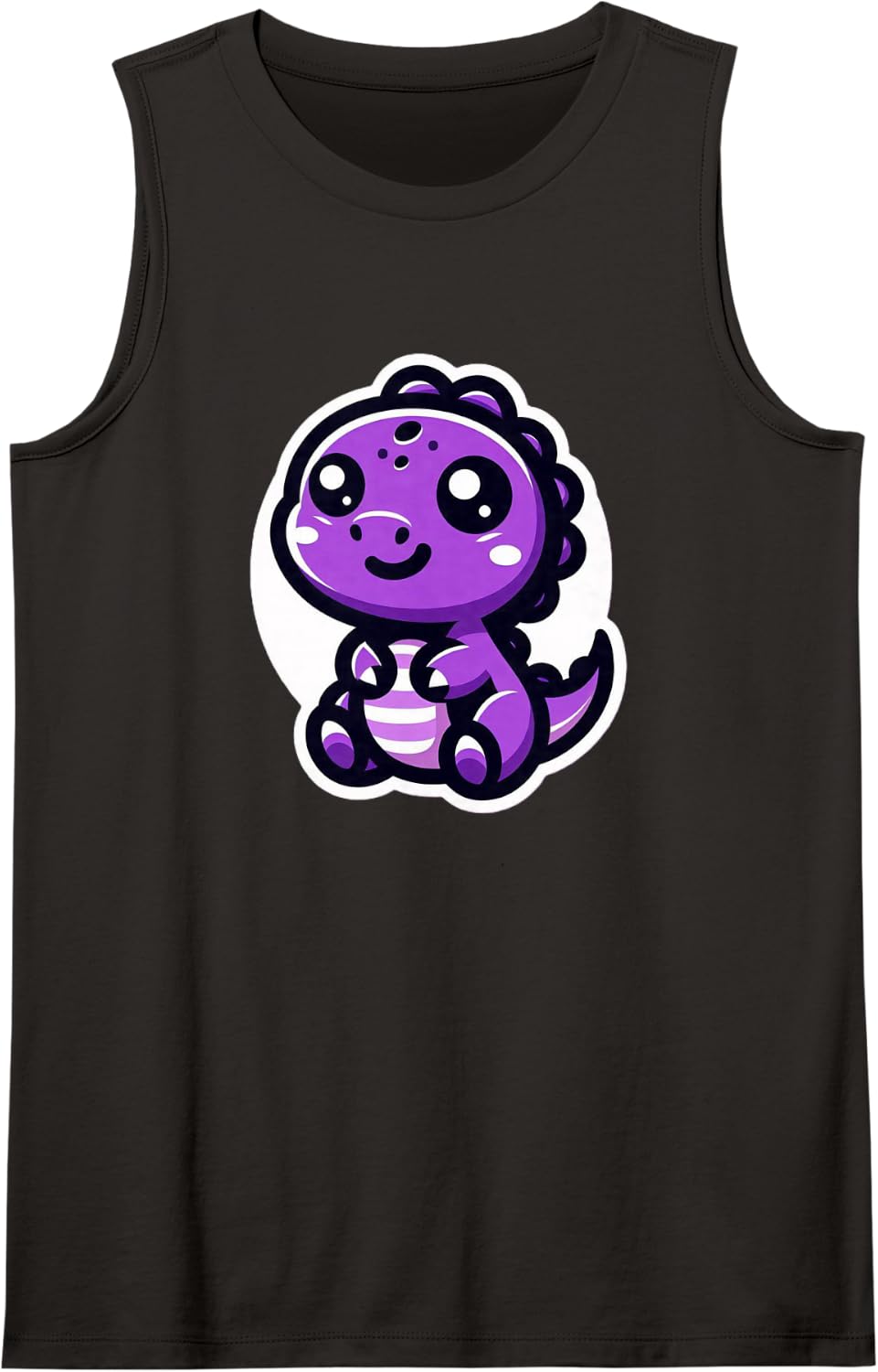 Women Cute Purple Dinosaur Graphic Logo Funny Dino Teen Kids Sleeveless Tank Top - Black
