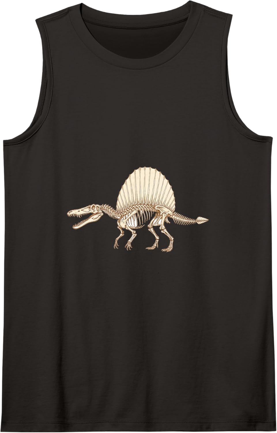 Spinosaurus Dinosaur Skeleton Fossil Sail Art Graphic Sleeveless Tank Top - Black