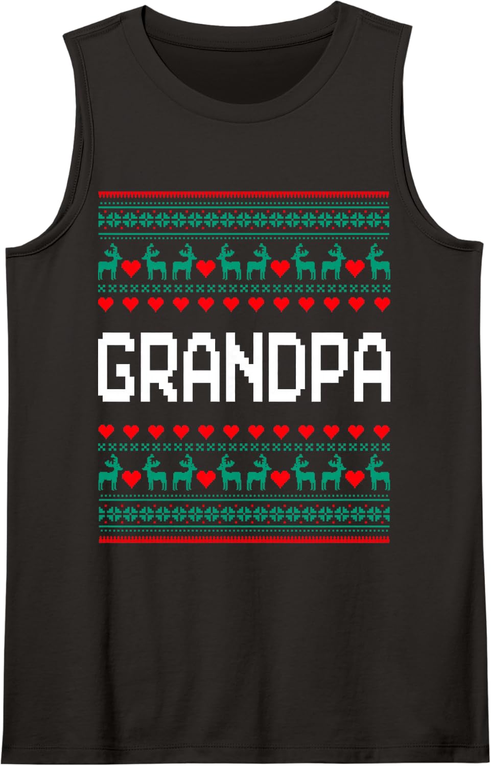 Grandpa Grandma Family Group Ugly Christmas Sweater Matching Sleeveless Tank Top - Black