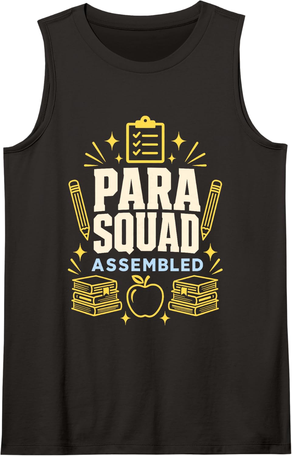 para Squad Assembled Teacher School Sleeveless Tank Top - Black