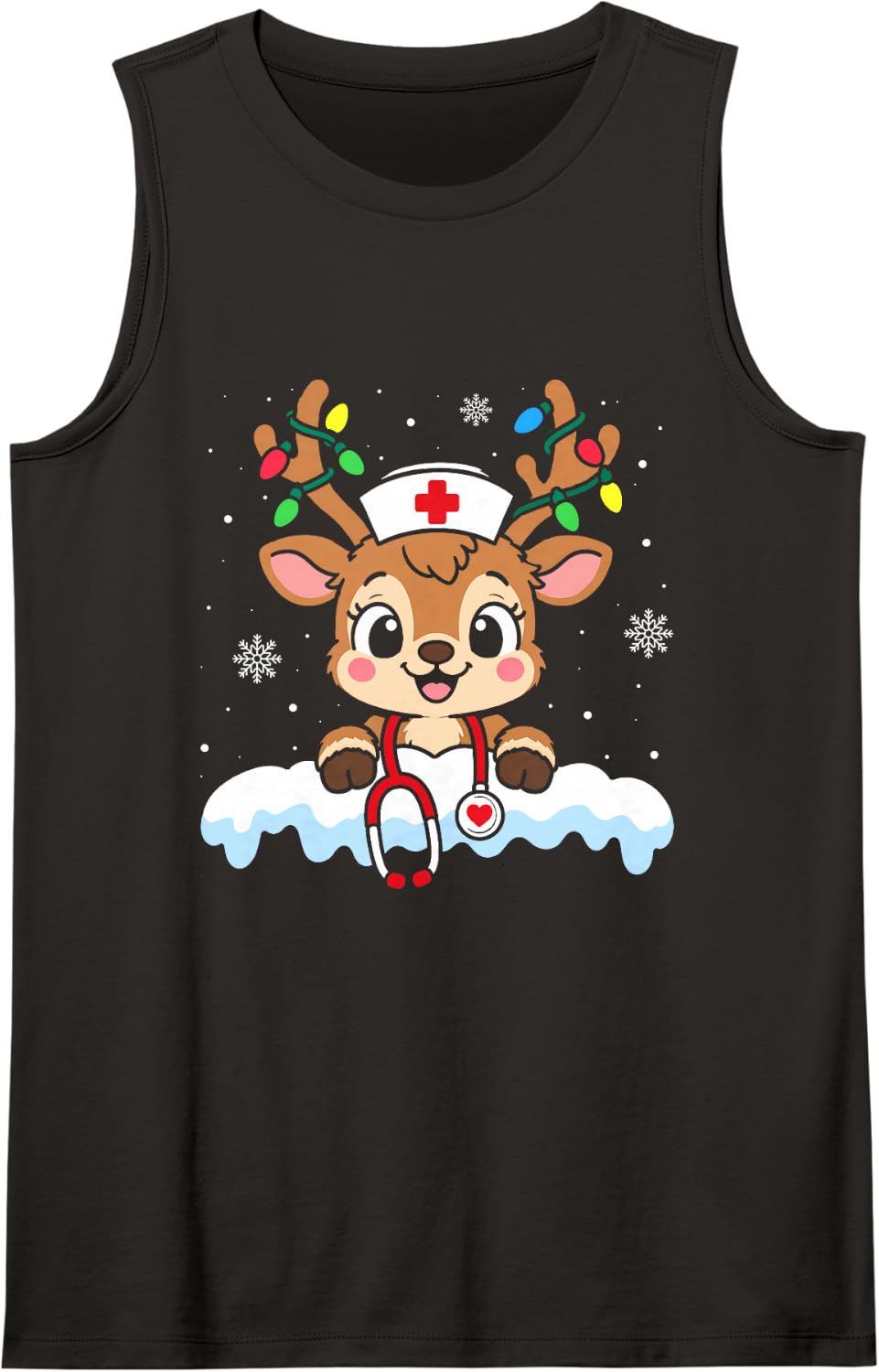 Christmas Nurse NICU RN ER Reindeer Holiday Nursing Xmas Sleeveless Tank Top - Black