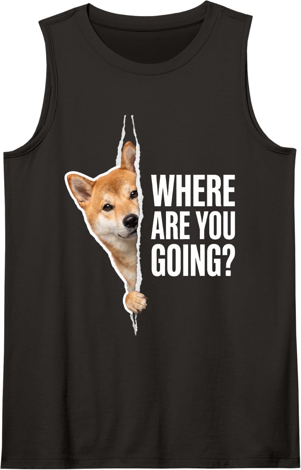 Shiba Inu Where are You Going Sleeveless Tank Top - Black