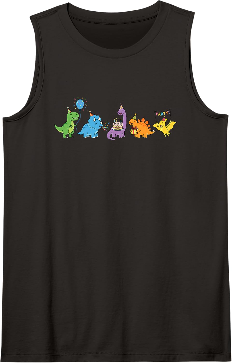 Dinosaur Birthday Party Squad Kawaii Dino Celebration Design Sleeveless Tank Top - Black