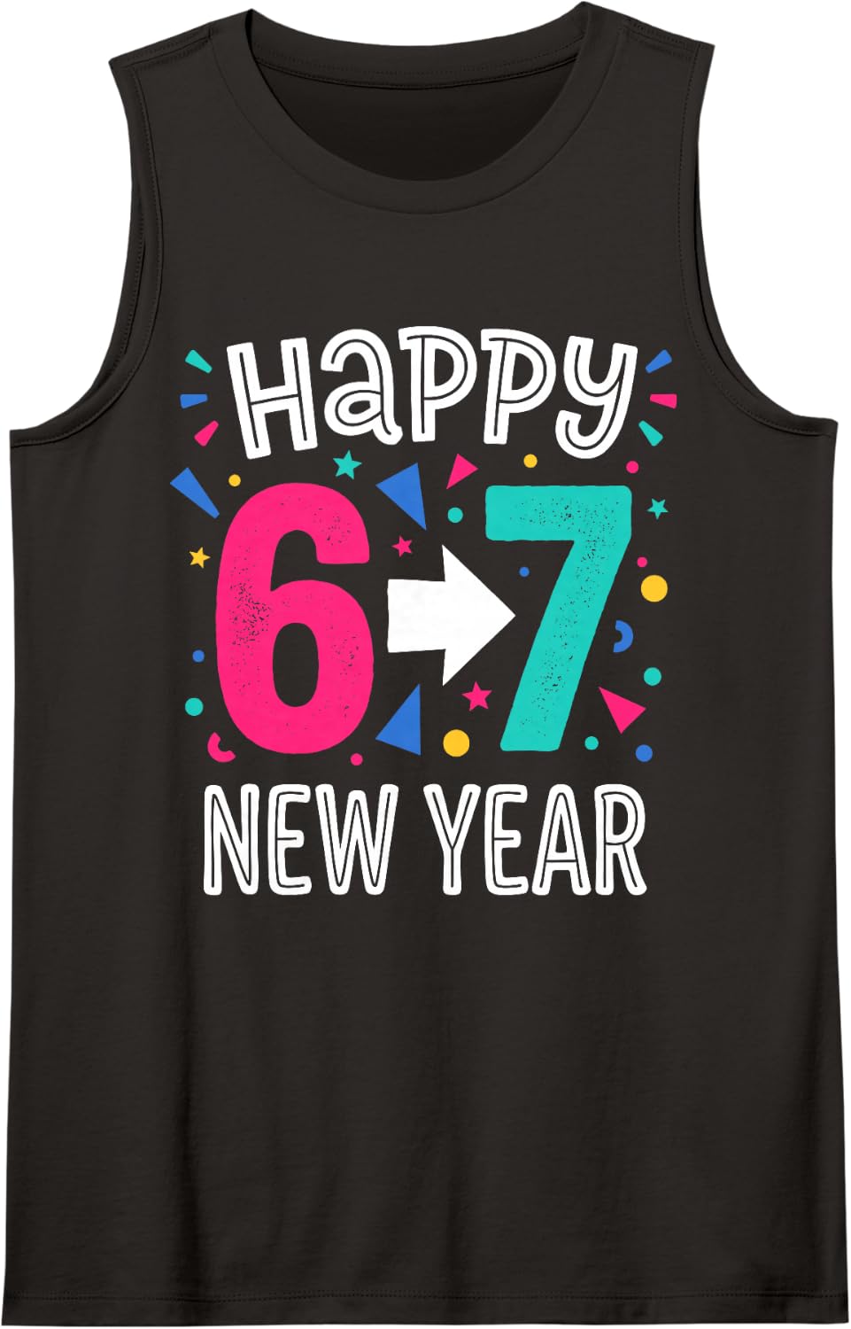 Happy New Year 6 7 Funny 2027 Sleeveless Tank Top - Black