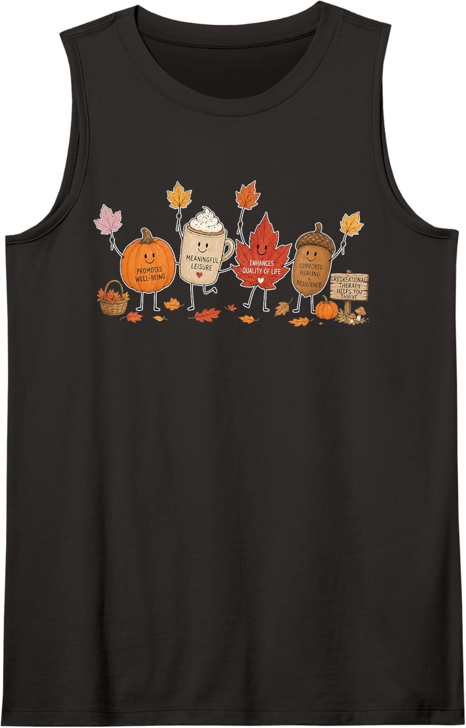 Cute Recreational Therapy Autumn RT Therapeutic Recreation Sleeveless Tank Top - Black